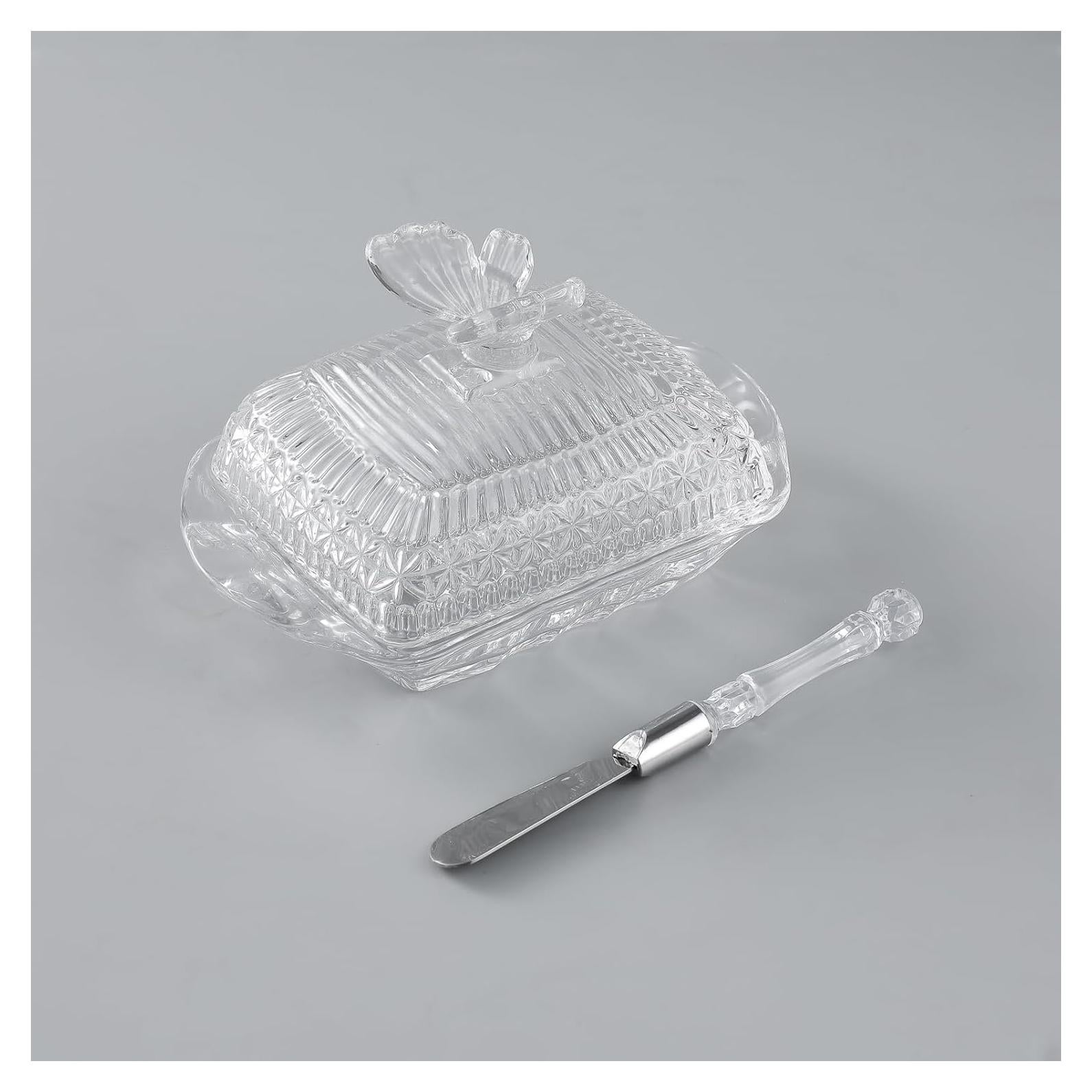 Plato de Mantequilla de Vidrio HAWOK con Cuchillo 0.75 kg