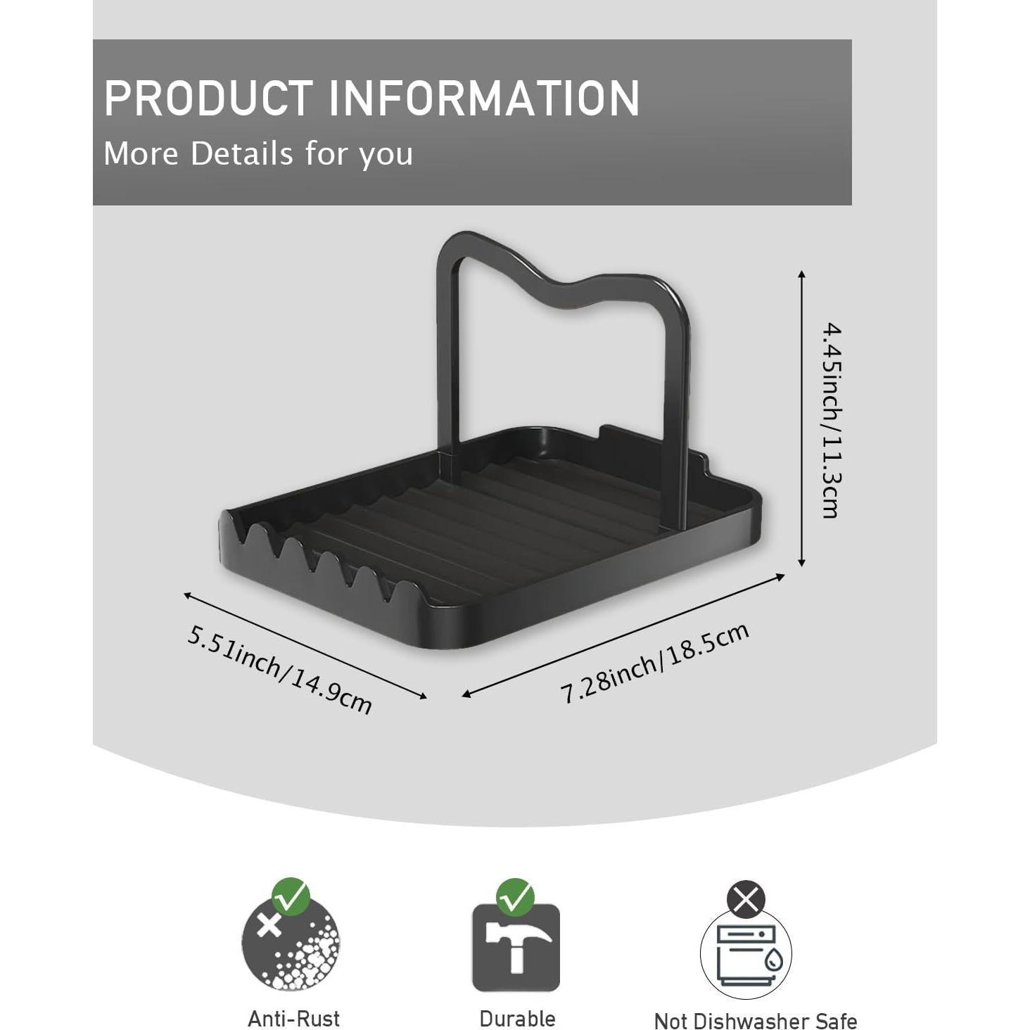 Reposapantallas de Metal Antioxidante CHANNICORNER Negro 18.5x14cm