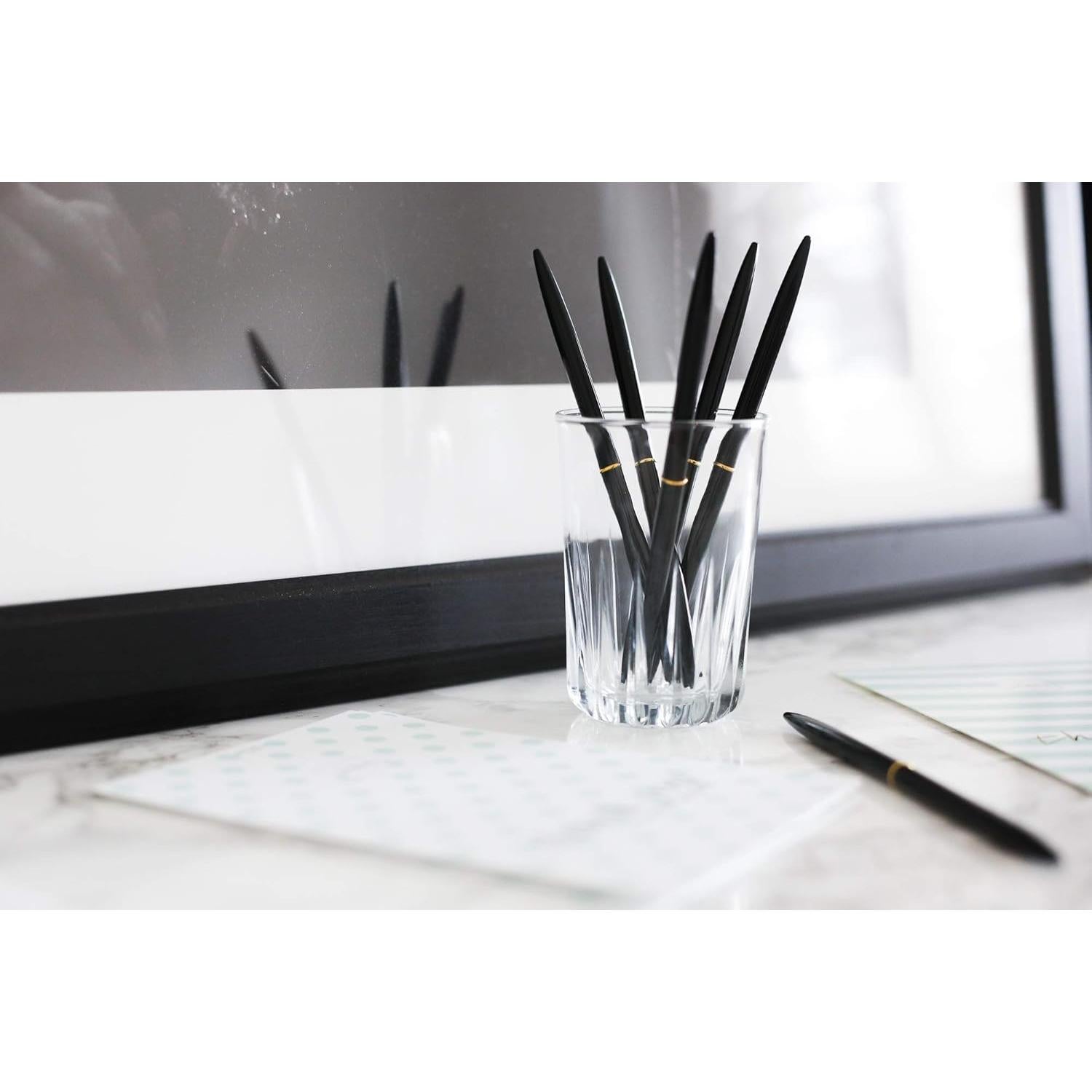 Juego de 6 bolígrafos dorados Luxye con tinta negra - Regalo elegante