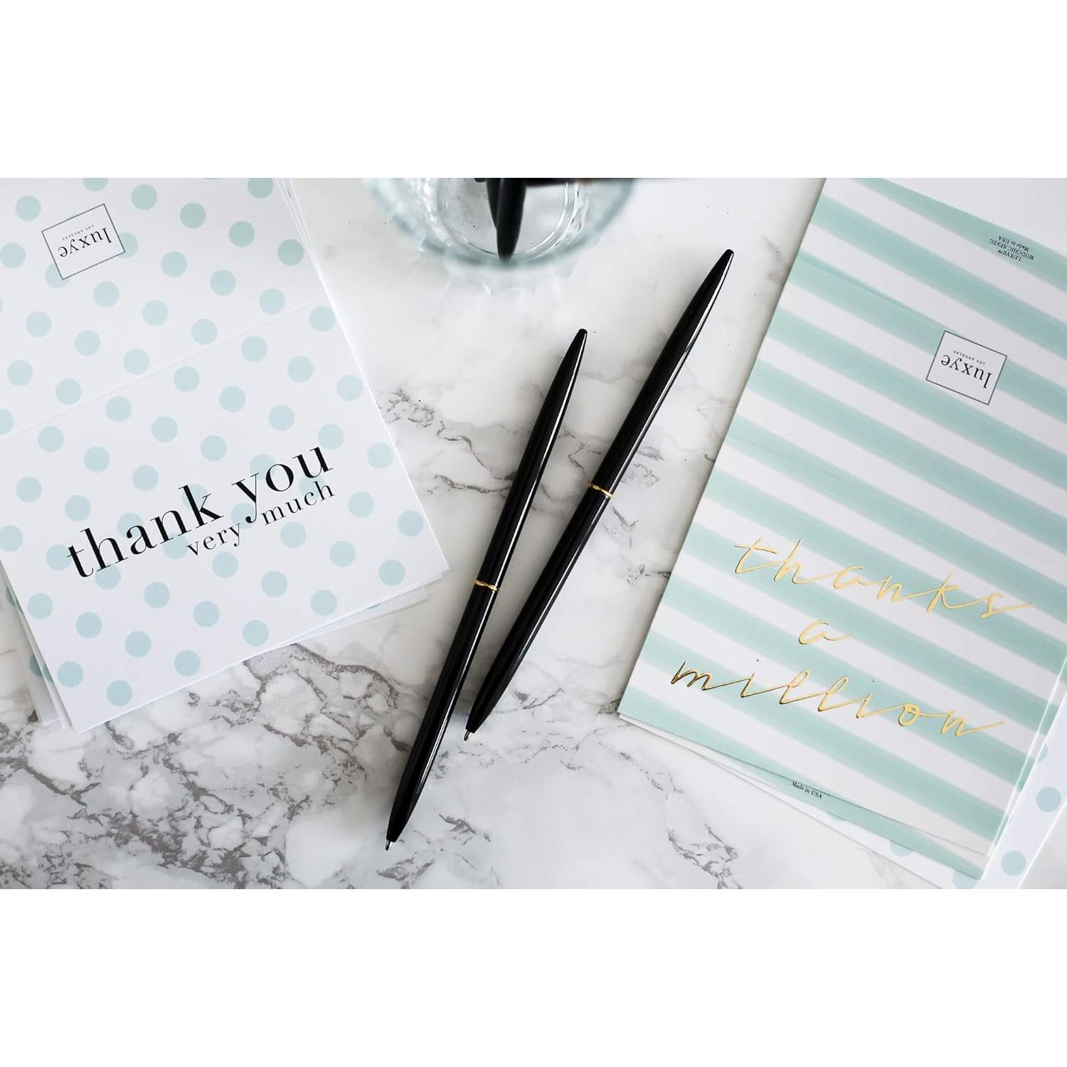 Juego de 6 bolígrafos dorados Luxye con tinta negra - Regalo elegante