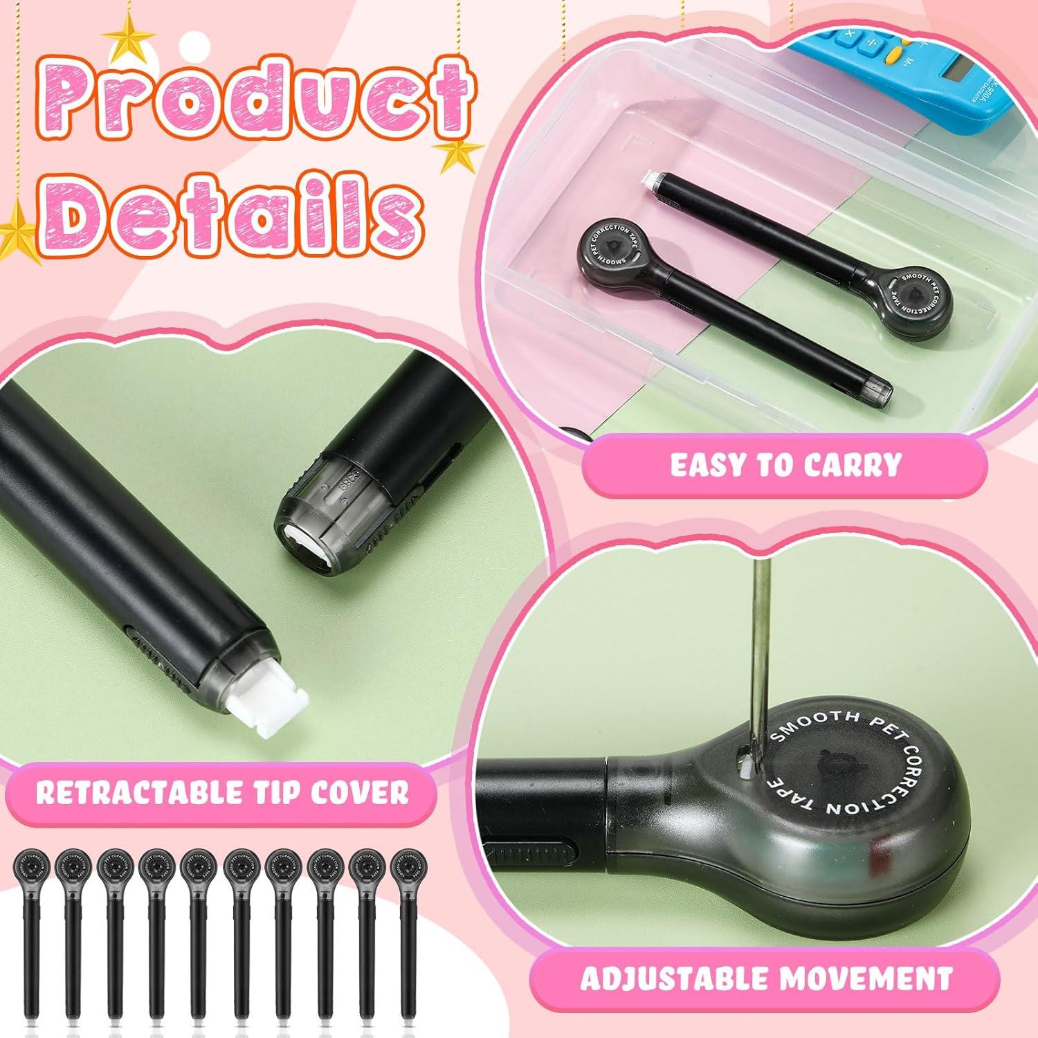 Paquete de 10 Bolígrafos Correctores Gersoniel 5 mm x 6 m Negro