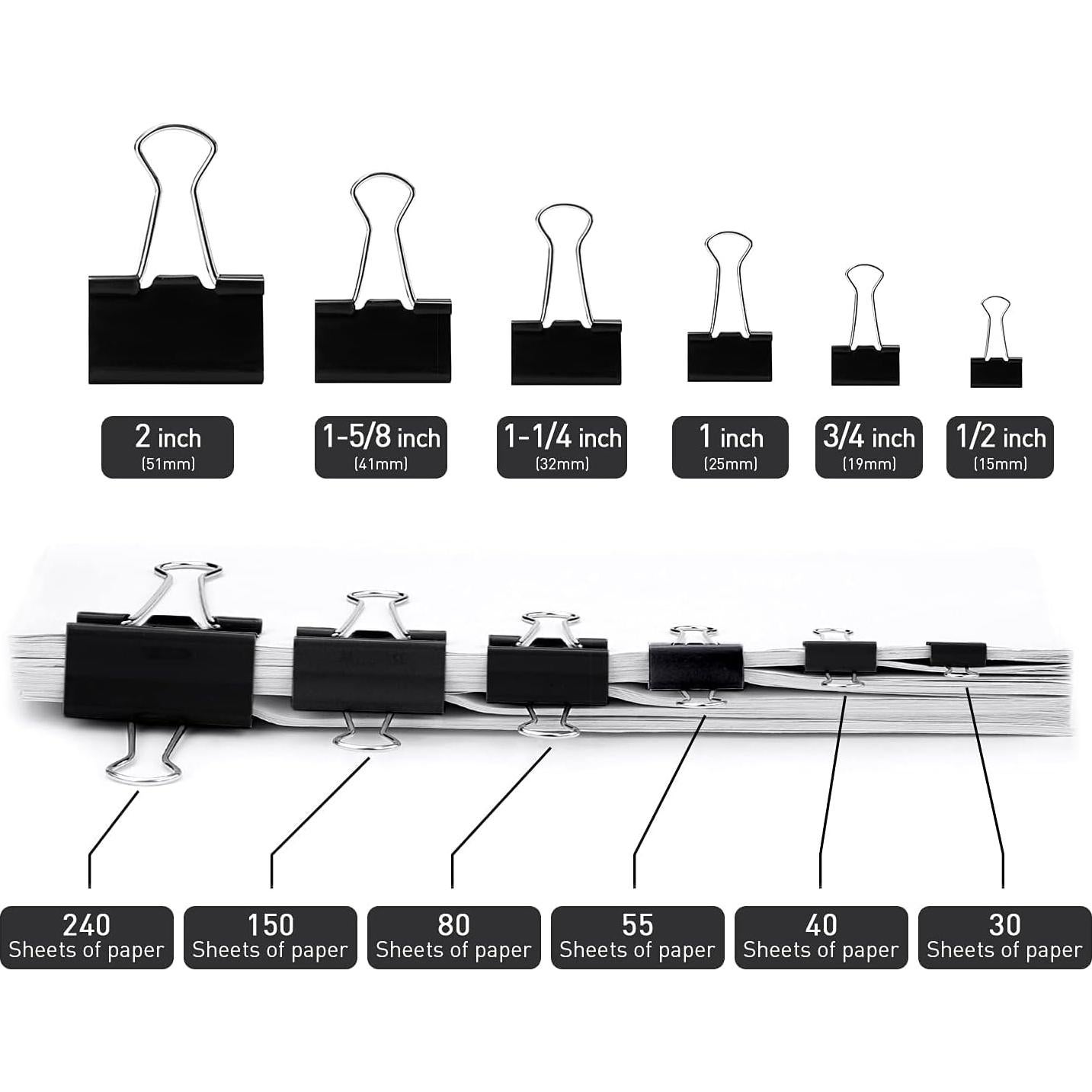 Clip de carpeta mediano Honsing 25 mm negro paquete 144