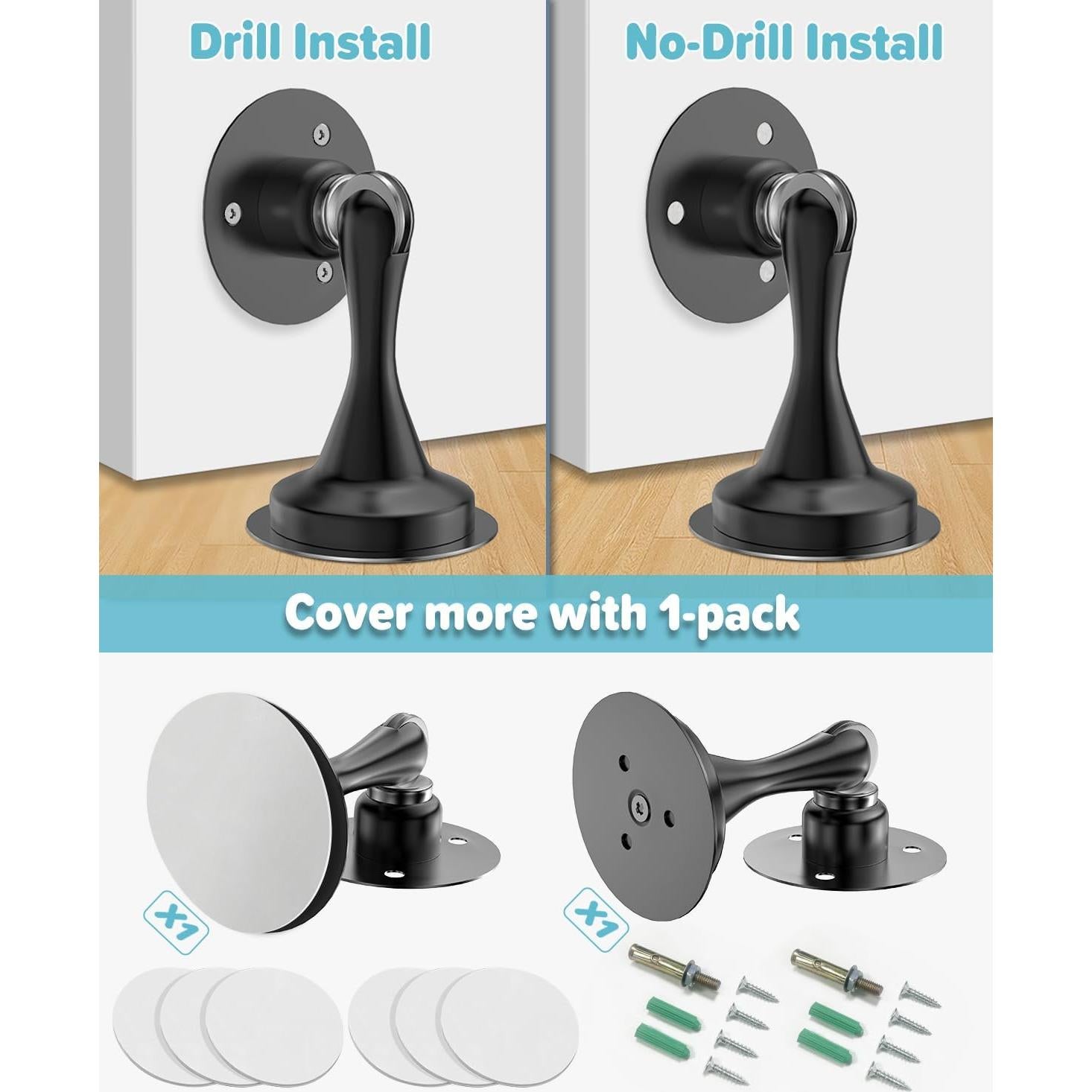 Tope de puerta magnético HELEMAN - Acero inoxidable, 1 pieza