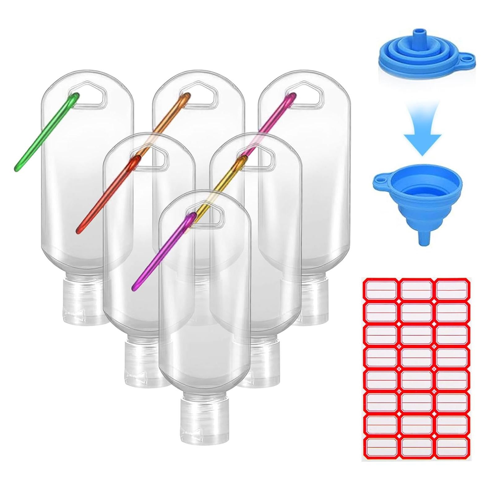 HATTIE 6 Pack Botellas de Plástico Transparentes 50ml