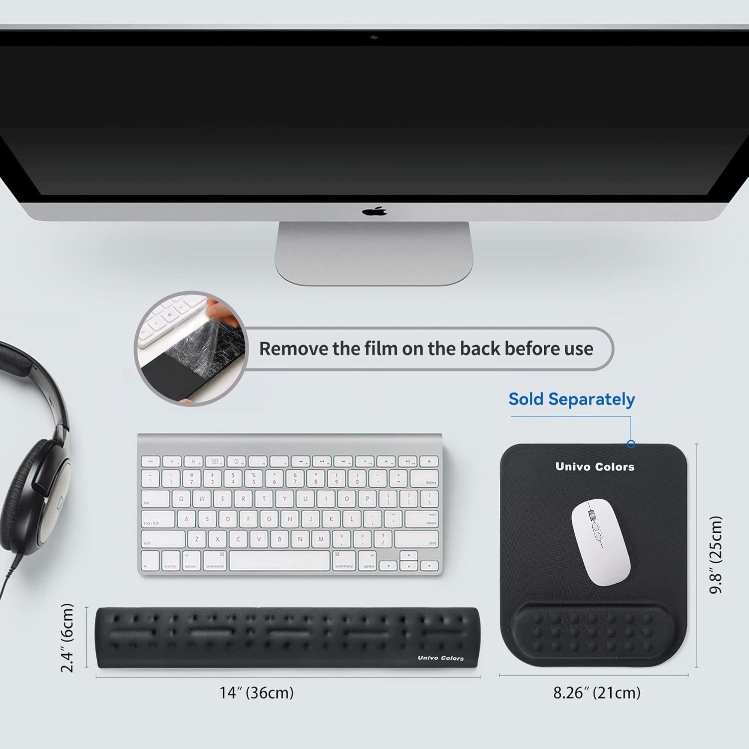 Reposamuñecas Ergonómico UnivoColors Gel Negro 36x6 cm