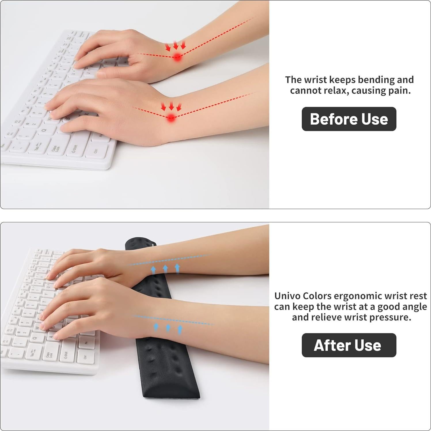 Reposamuñecas Ergonómico UnivoColors Gel Negro 36x6 cm