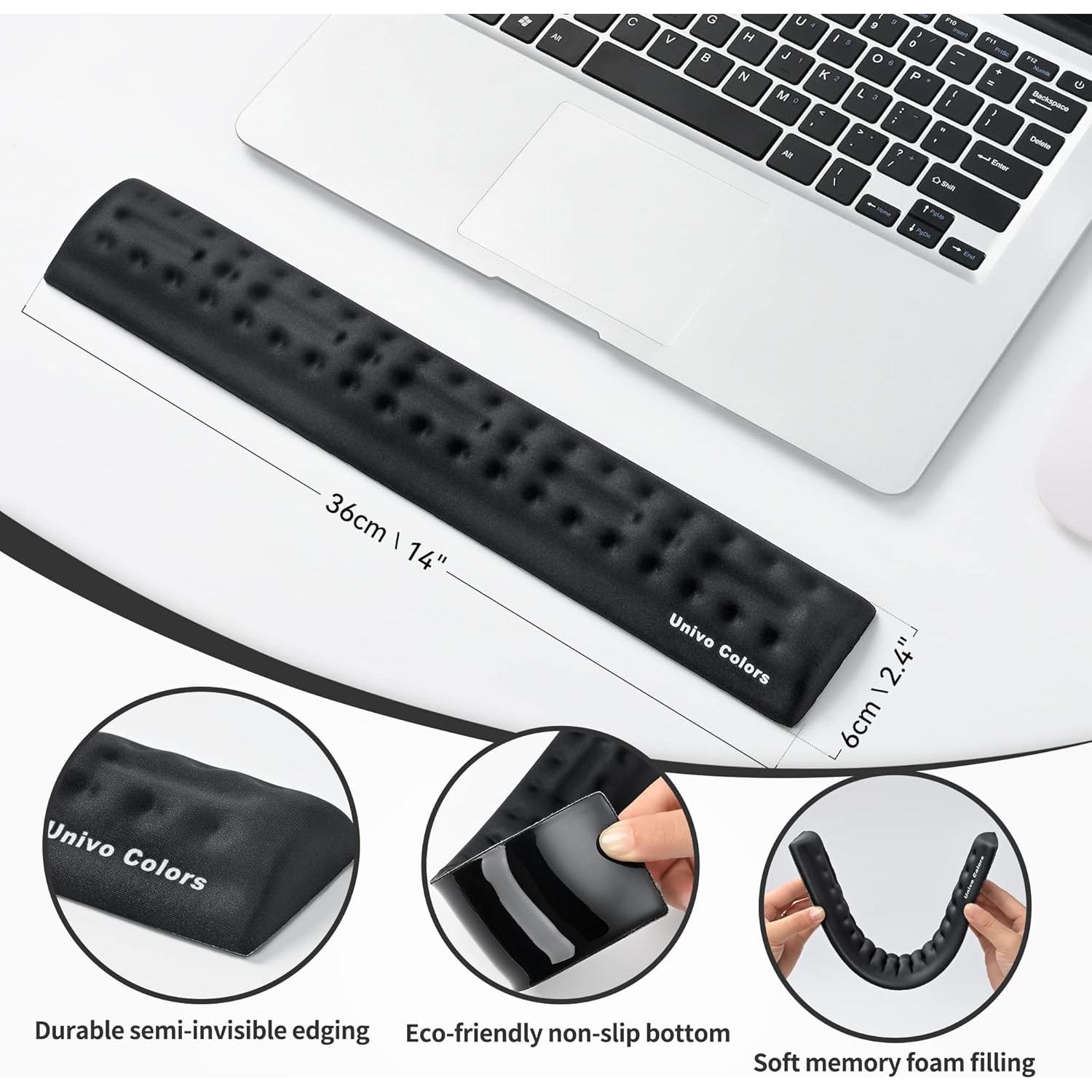 Reposamuñecas Ergonómico UnivoColors Gel Negro 36x6 cm