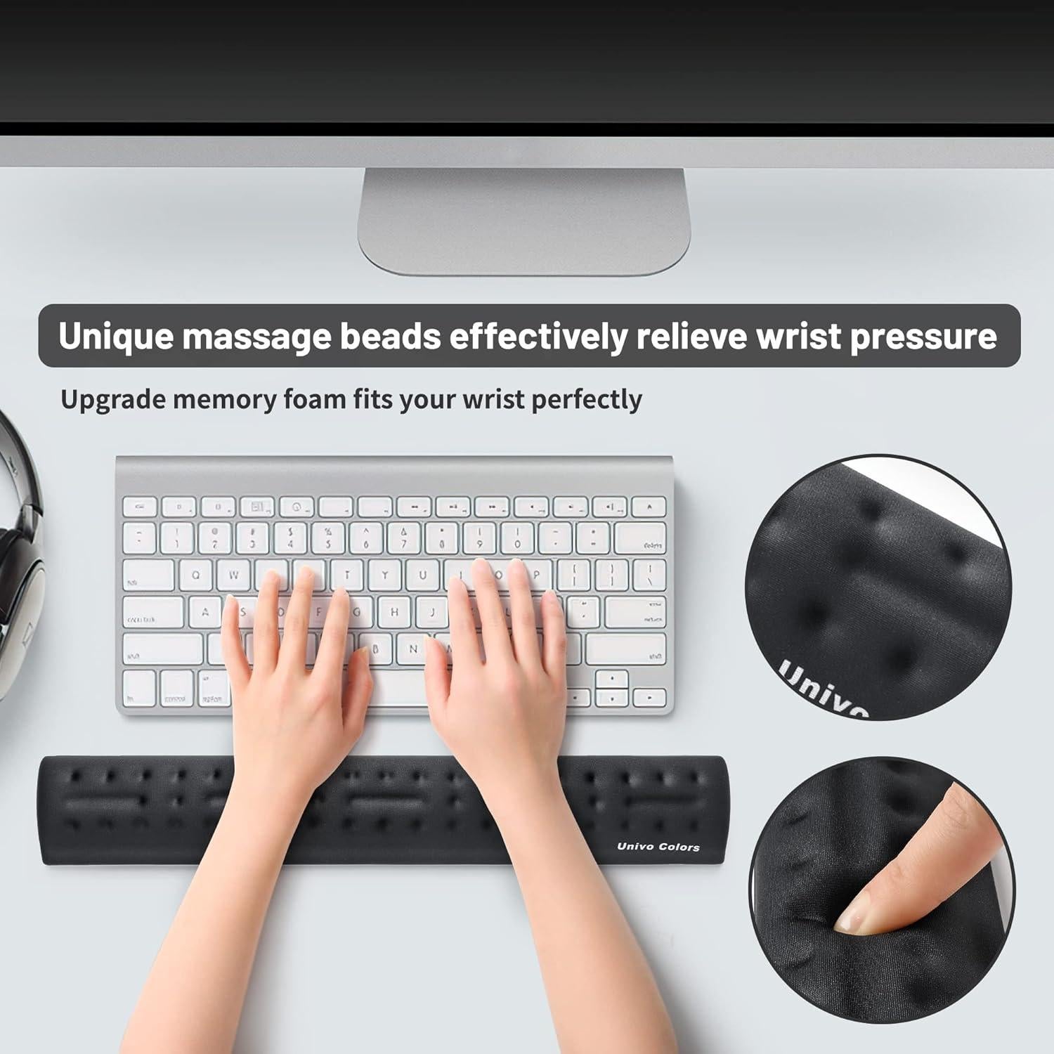 Reposamuñecas Ergonómico UnivoColors Gel Negro 36x6 cm