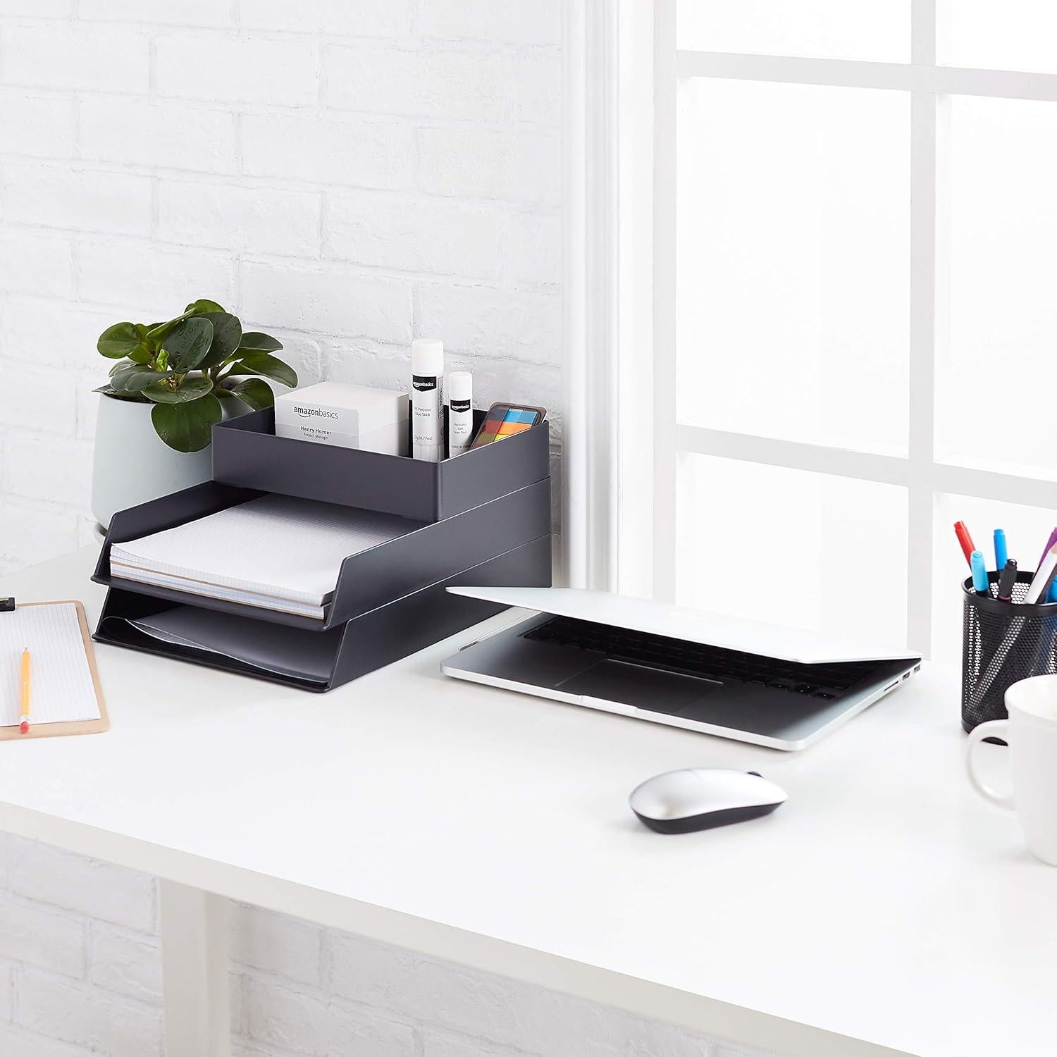 Organizador de Escritorio Rectangular Amazon Basics Negro 23.9x17cm