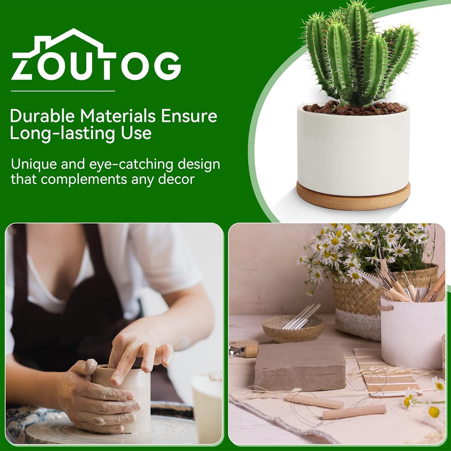 Macetas Cerámicas ZOUTOG para Suculentas 9.1 cm - Paquete de 6