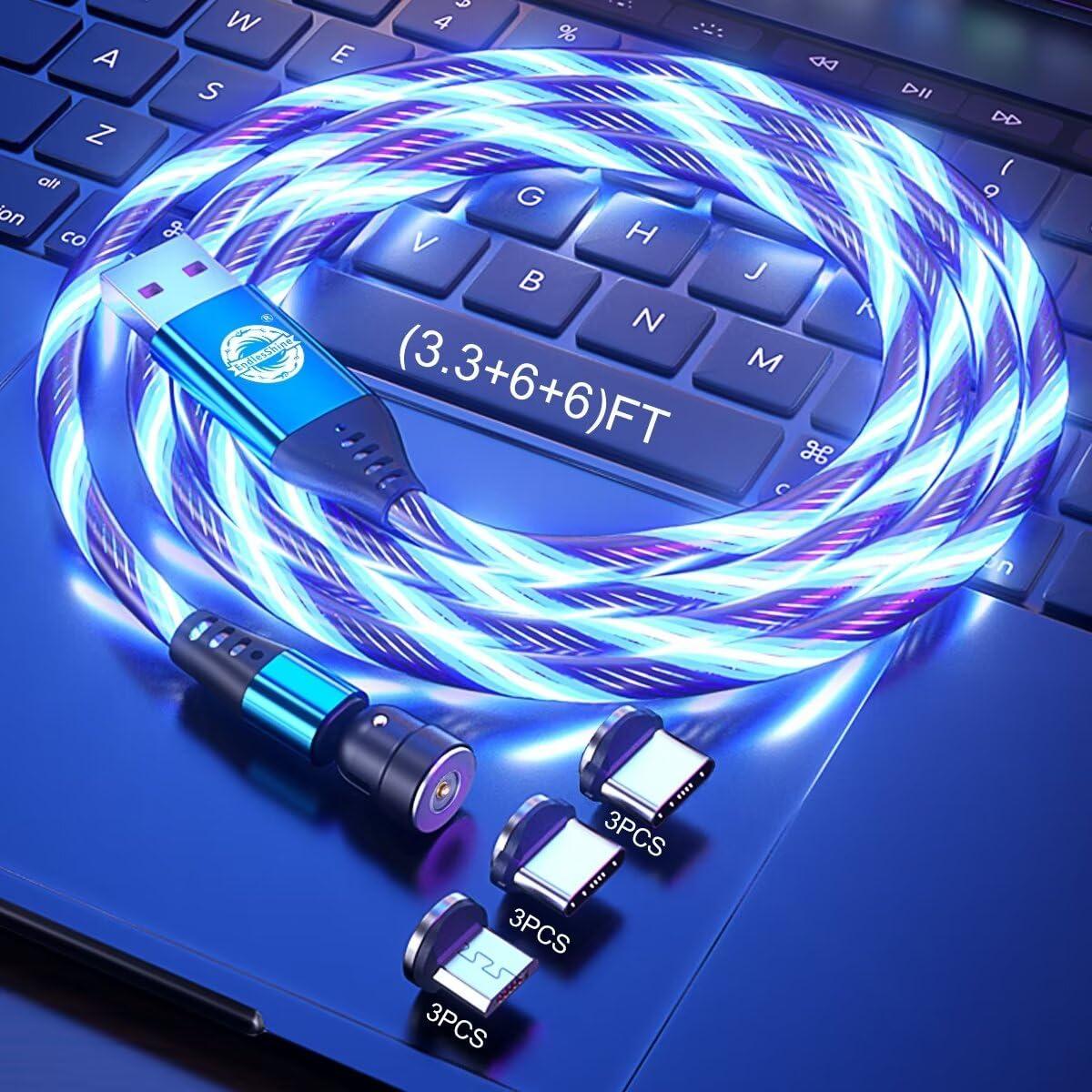 Cable de Carga Magnético EndlesShine 3 en 1 1.0/2.0 m Azul