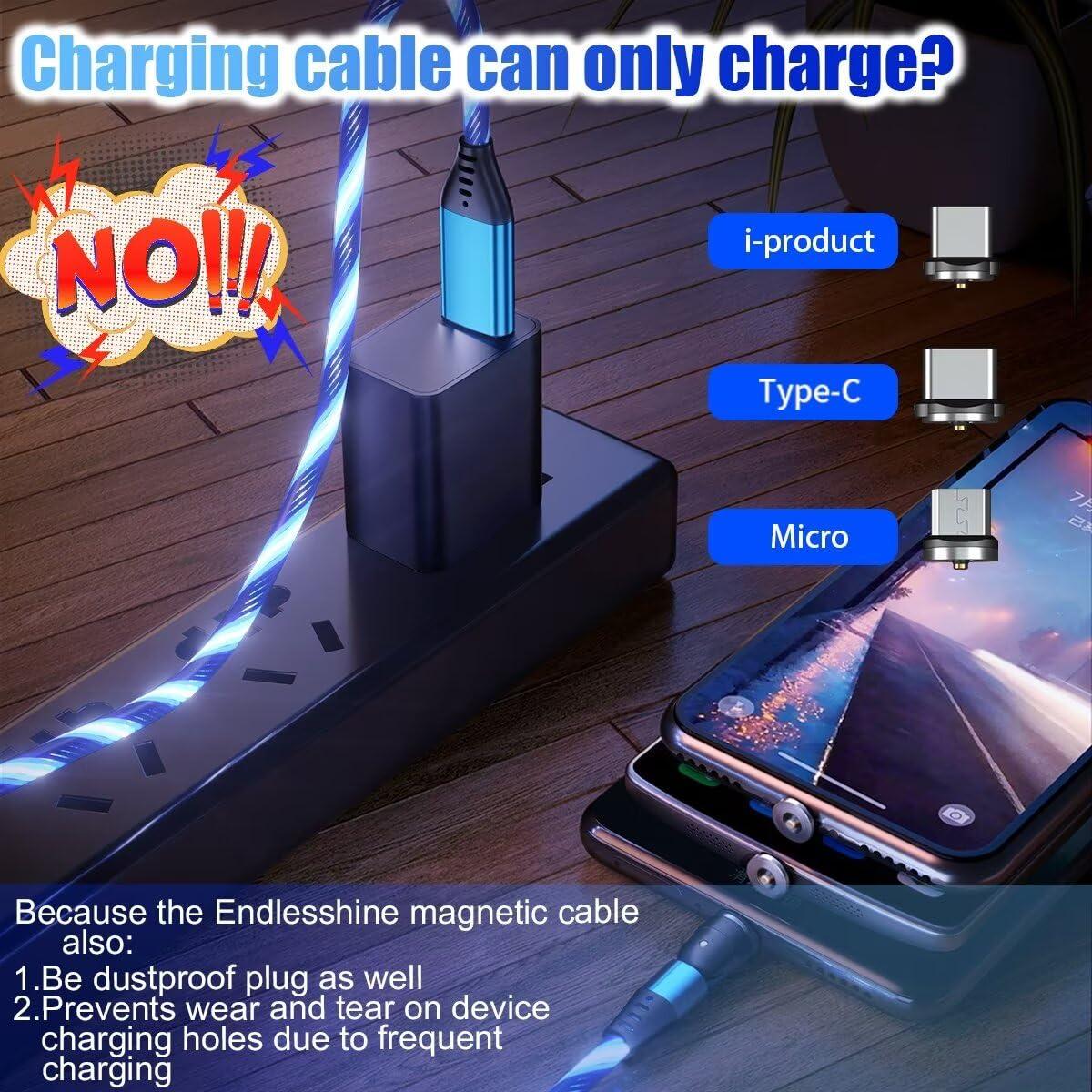 Cable de Carga Magnético EndlesShine 3 en 1 1.0/2.0 m Azul