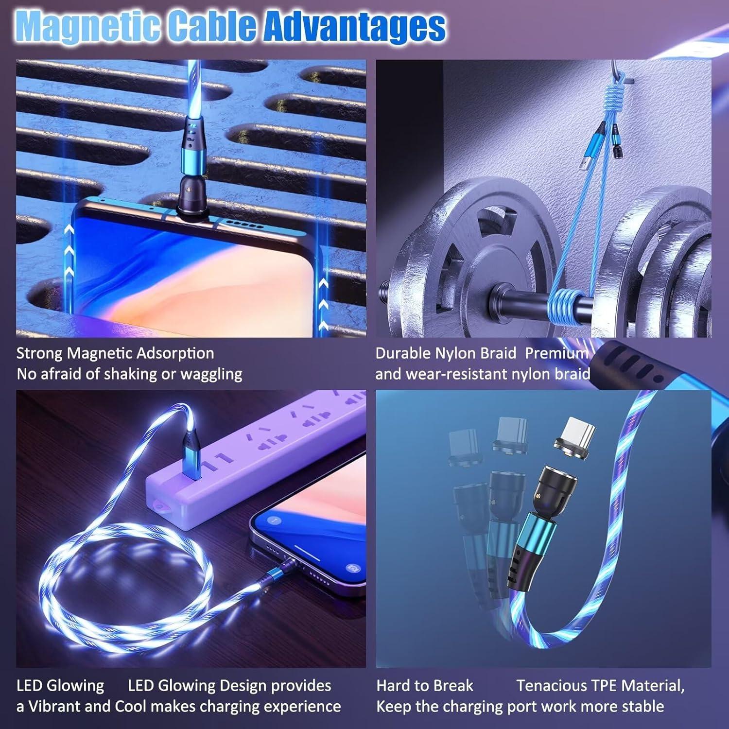 Cable de Carga Magnético EndlesShine 3 en 1 1.0/2.0 m Azul