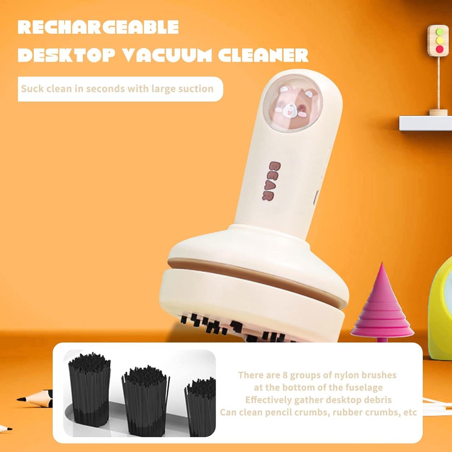 Mini Aspiradora de Escritorio HPYDIY Blanca Recargable USB 1200mAh