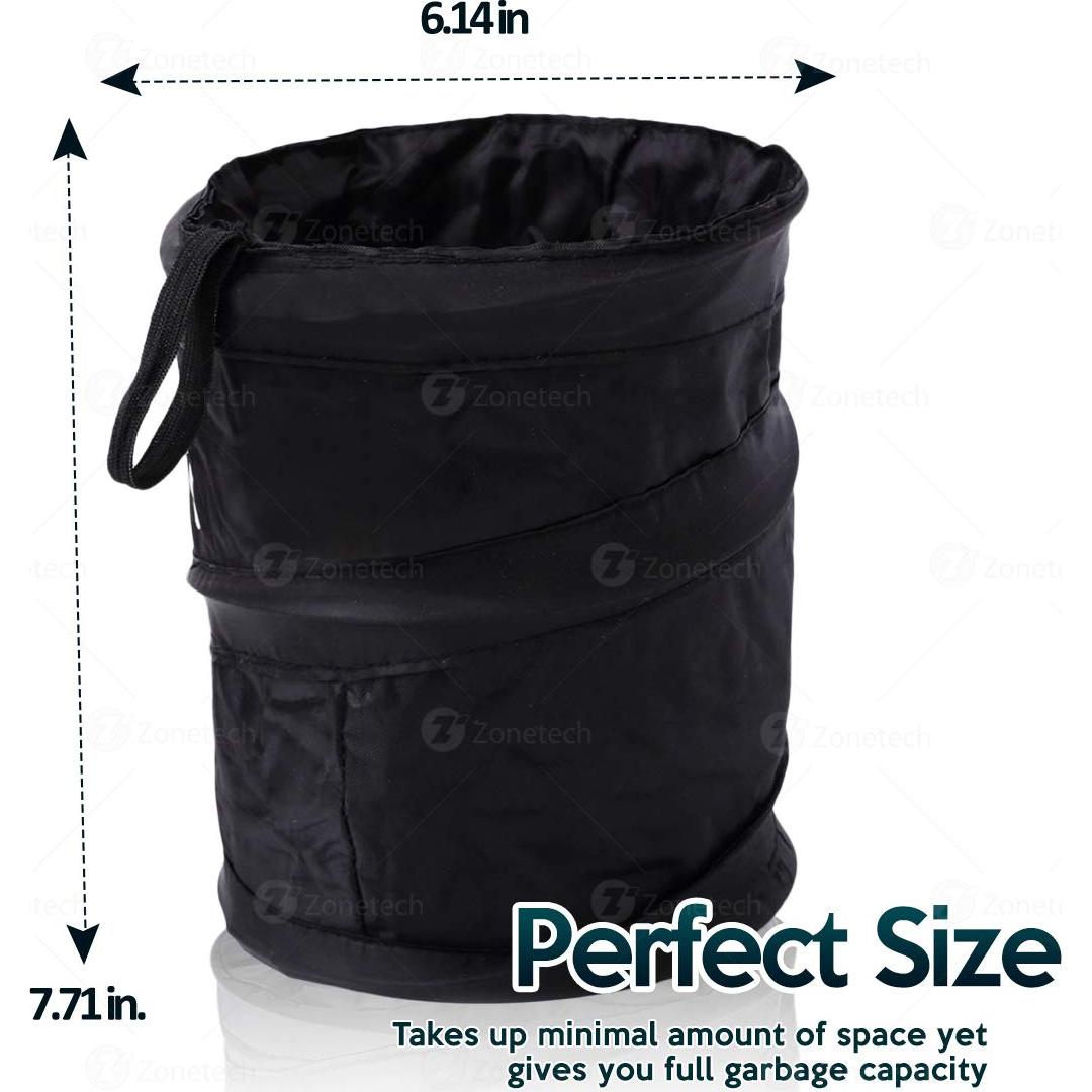 Basurero Portátil Plegable Zone Tech a Prueba de Fugas - Negro