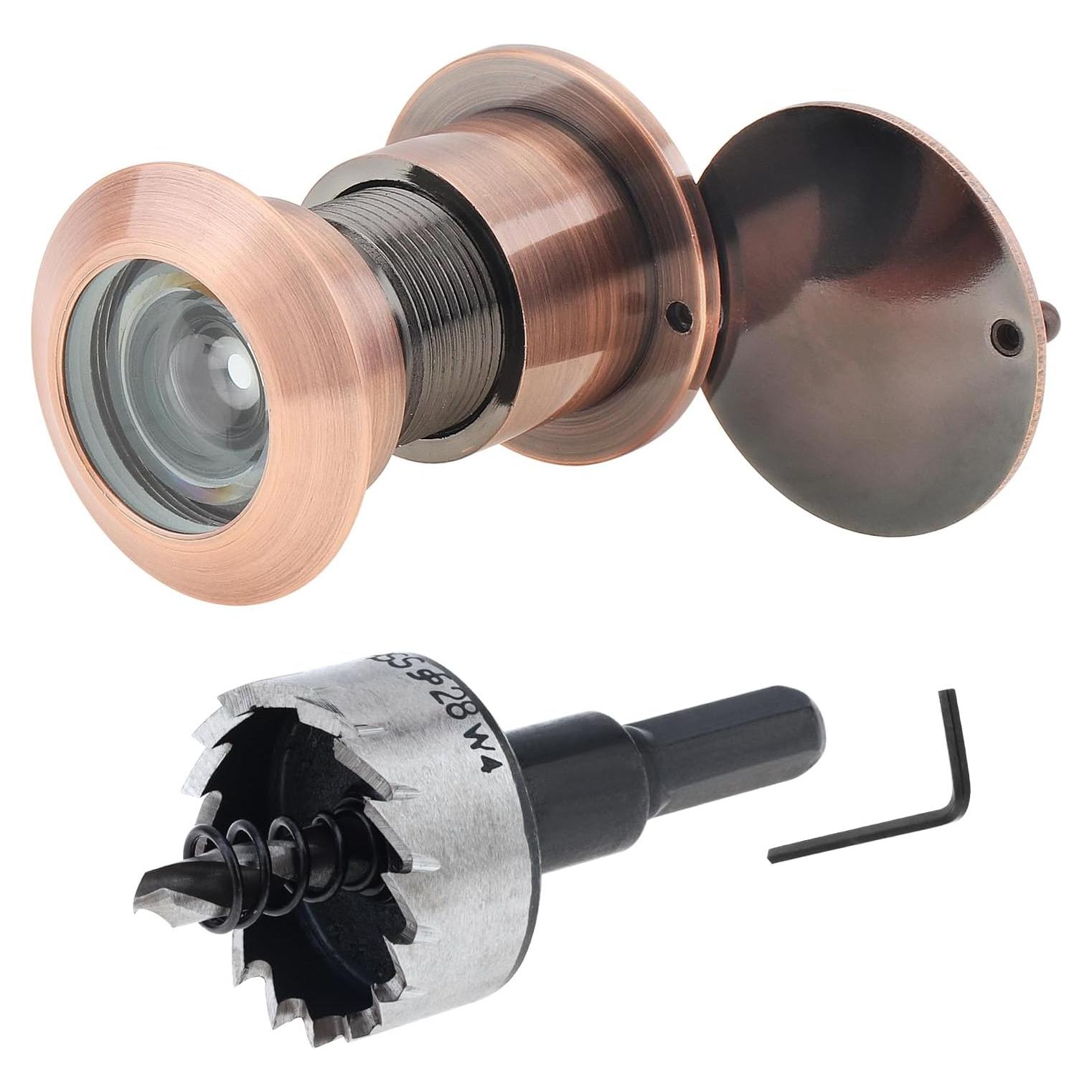 Mirilla de puerta HOJLKLD de latón 220° con cubierta privacidad