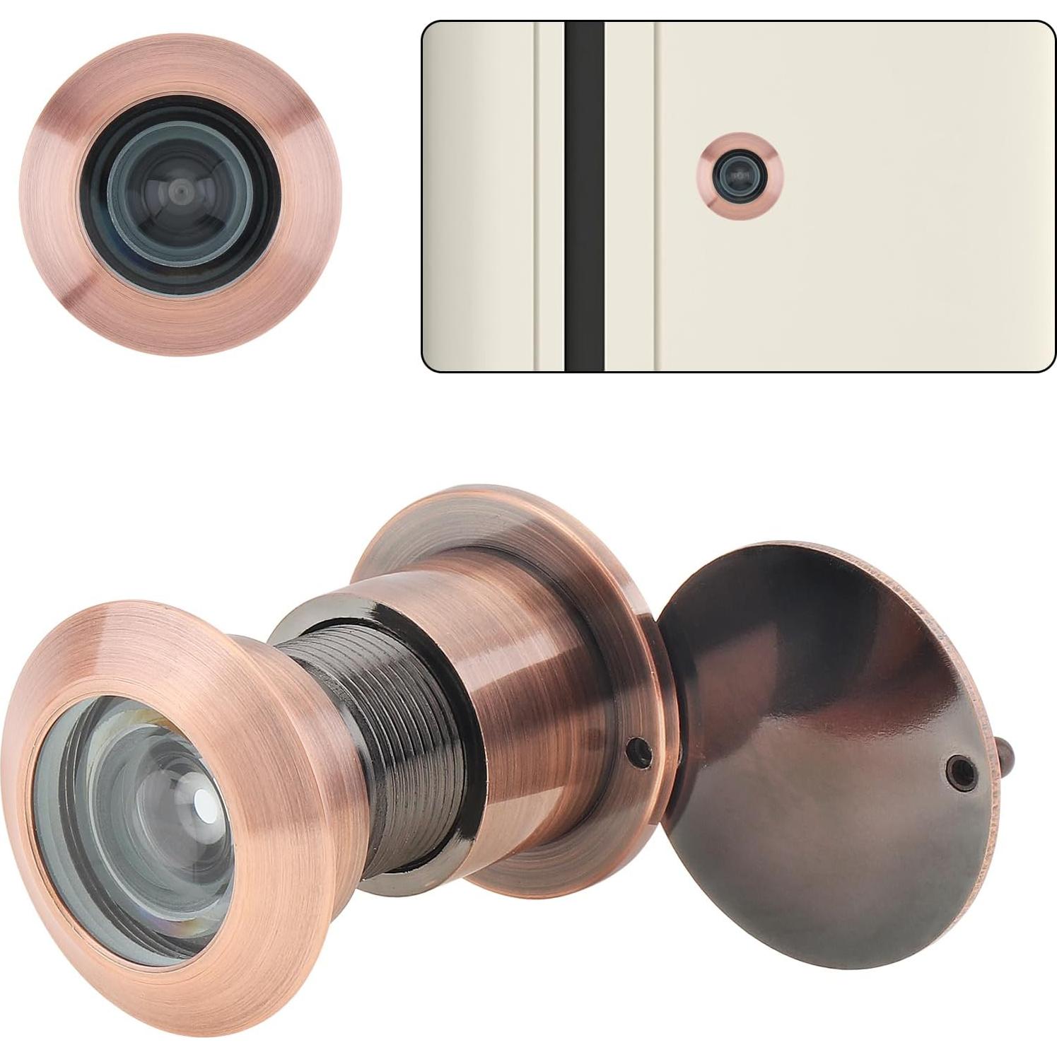 Mirilla de puerta HOJLKLD de latón 220° con cubierta privacidad