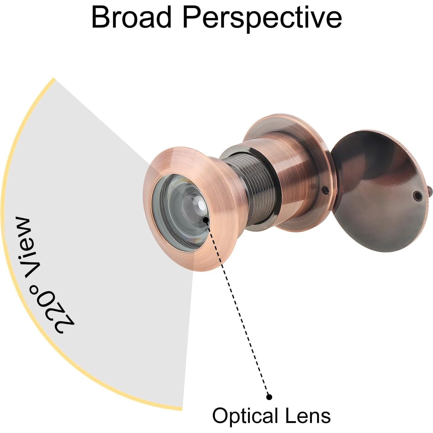 Mirilla de puerta HOJLKLD de latón 220° con cubierta privacidad