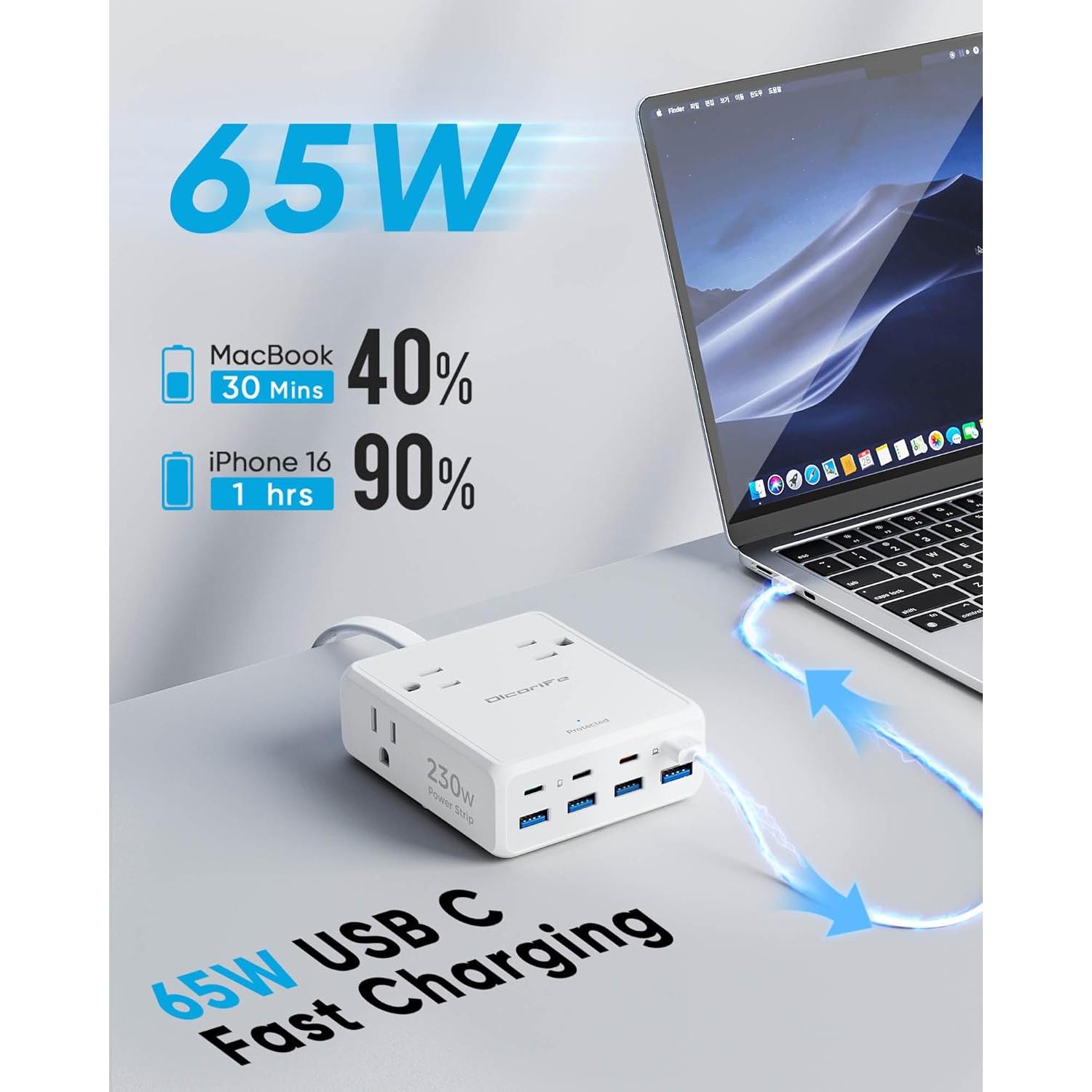 Regleta de Alimentación USB Olcorife 230W 5FT 12 en 1