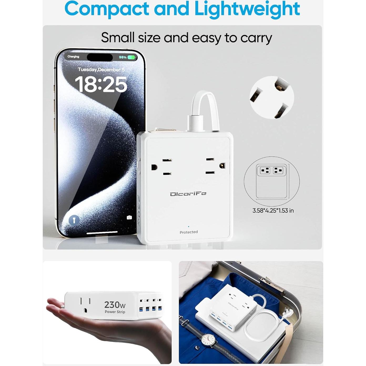 Regleta de Alimentación USB Olcorife 230W 5FT 12 en 1