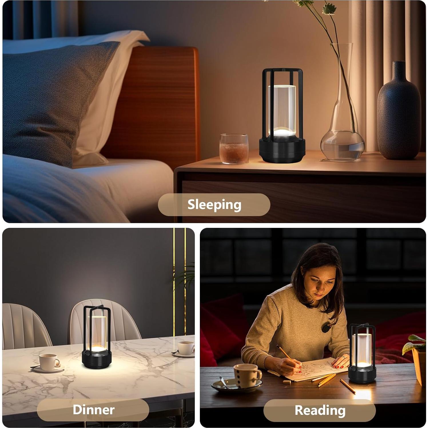 Lámpara de Mesa LED Inalámbrica Baishezhuan A-1 Negra