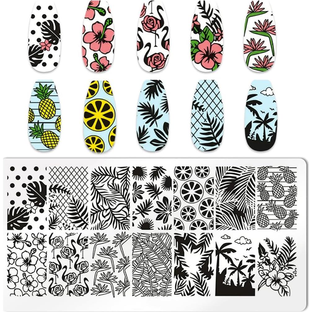 Kit de Estampado de Uñas JERCLITY 6 Placas Acero Inoxidable