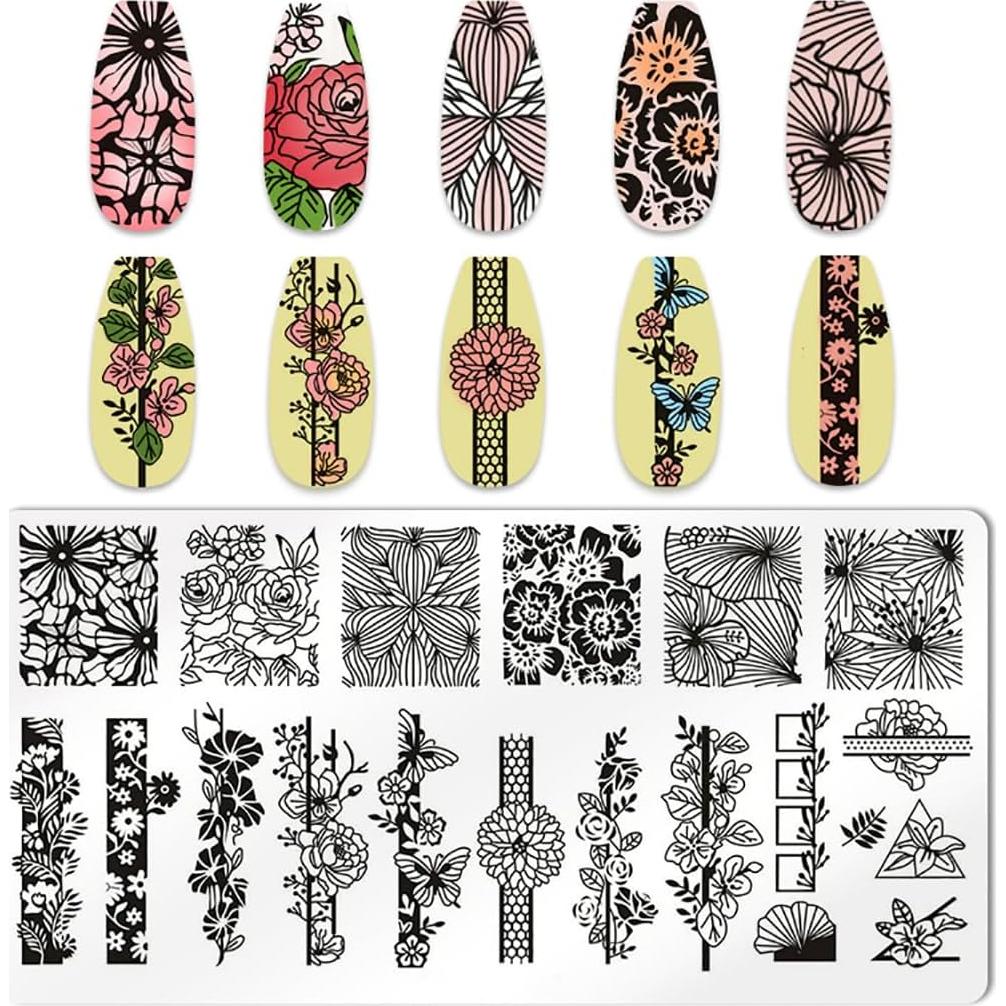 Kit de Estampado de Uñas JERCLITY 6 Placas Acero Inoxidable