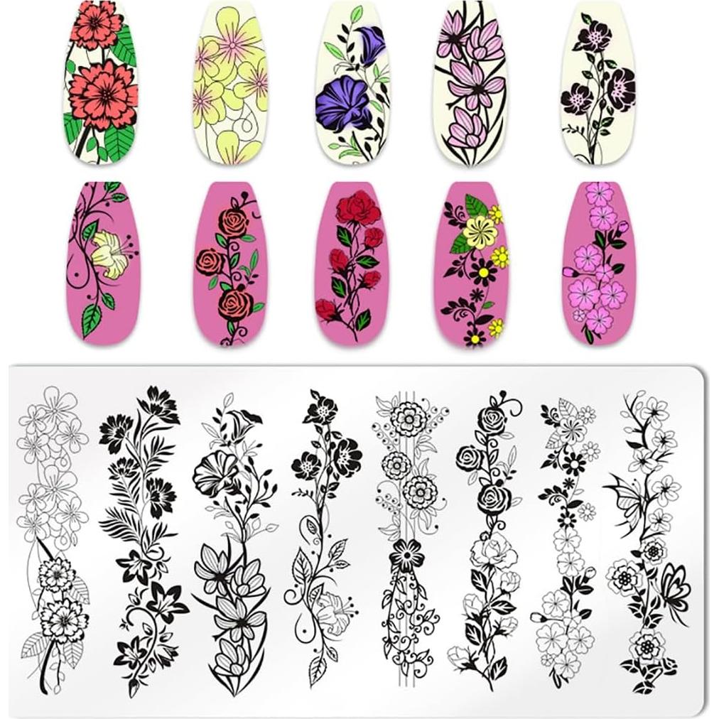 Kit de Estampado de Uñas JERCLITY 6 Placas Acero Inoxidable