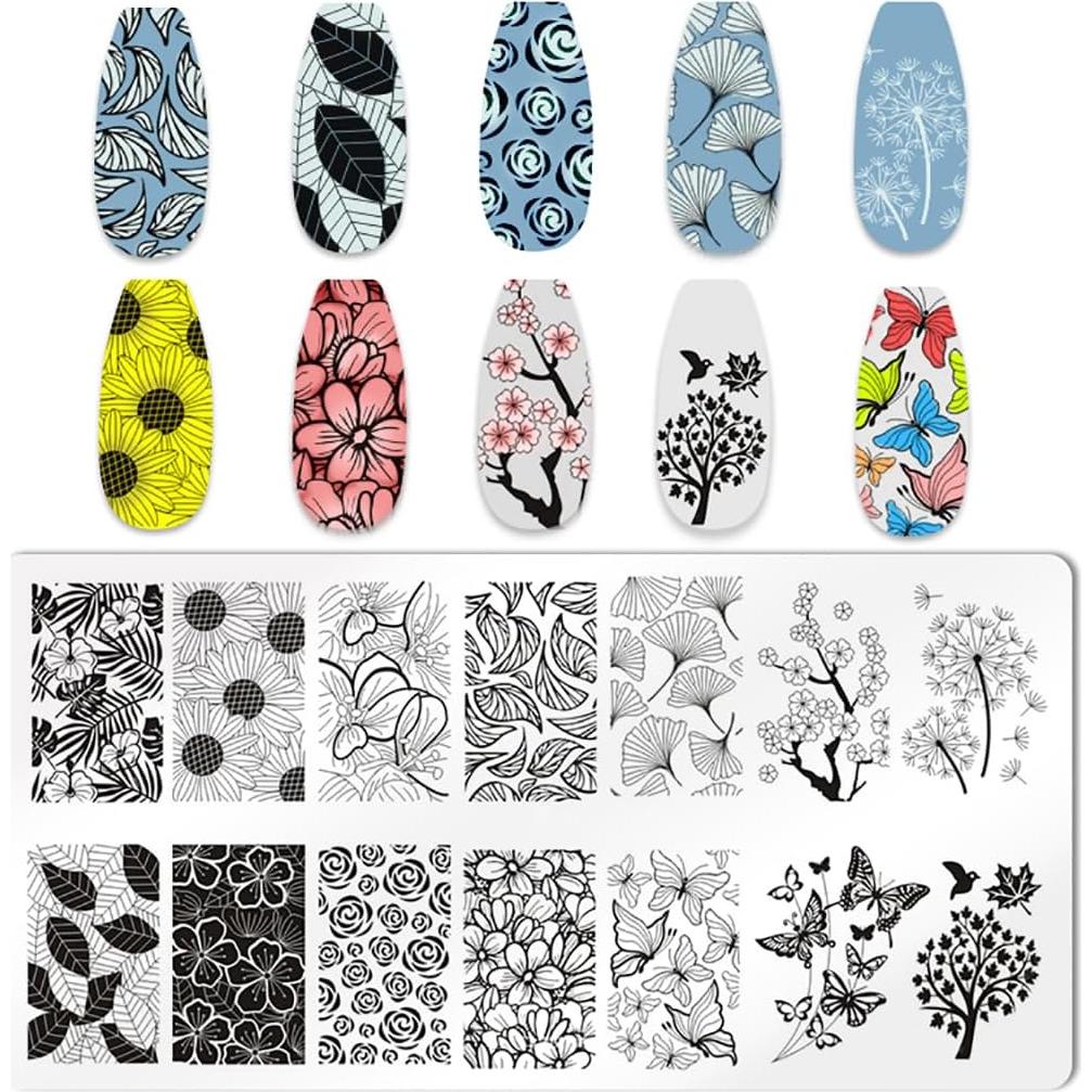 Kit de Estampado de Uñas JERCLITY 6 Placas Acero Inoxidable