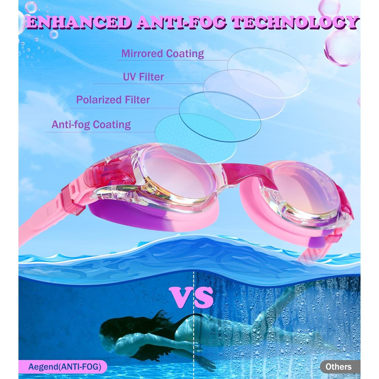 Gafas de Natación Aegend para Niños 4-16 Años Anti-Vaho UV