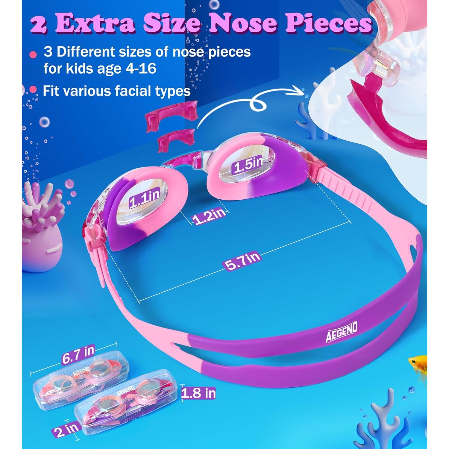 Gafas de Natación Aegend para Niños 4-16 Años Anti-Vaho UV