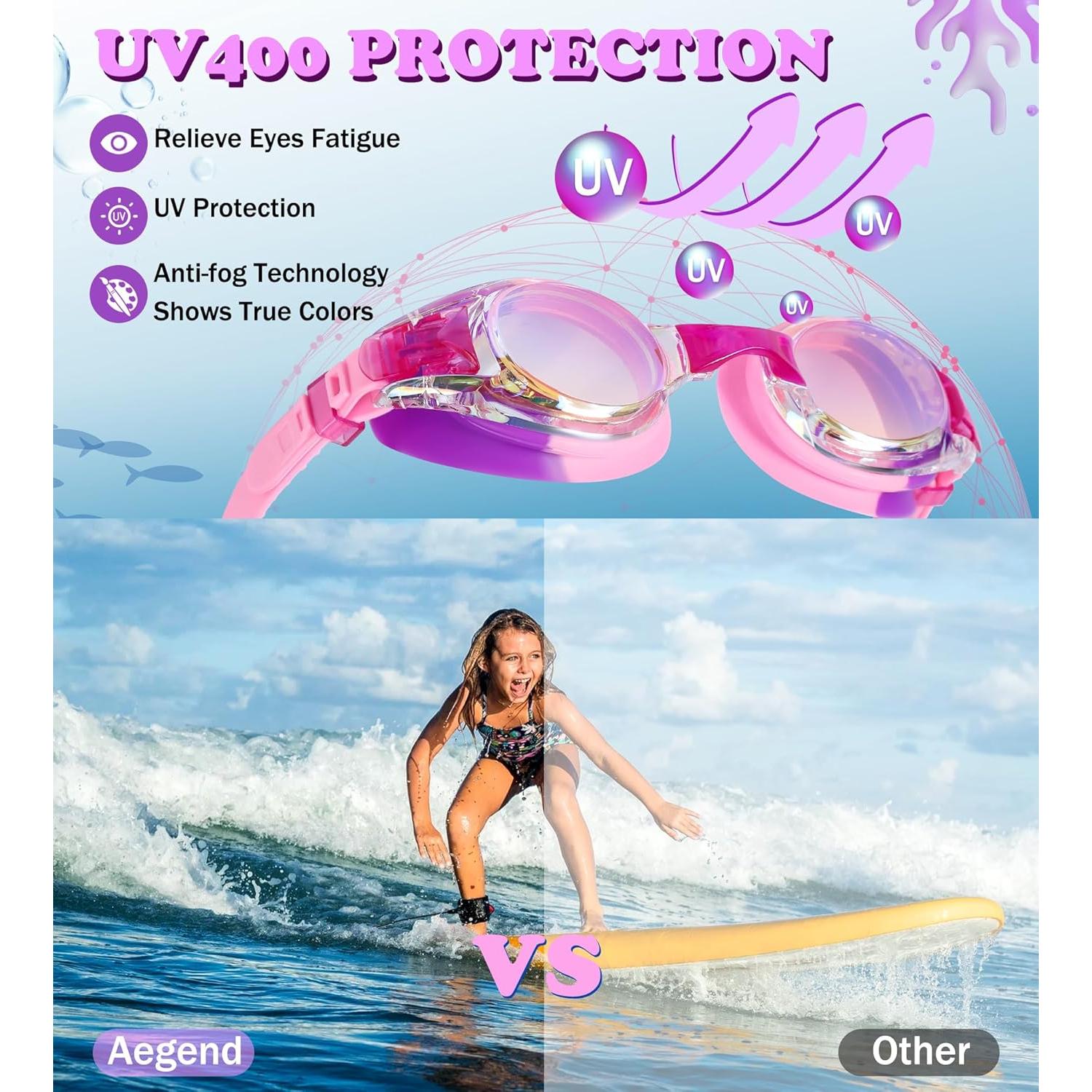 Gafas de Natación Aegend para Niños 4-16 Años Anti-Vaho UV