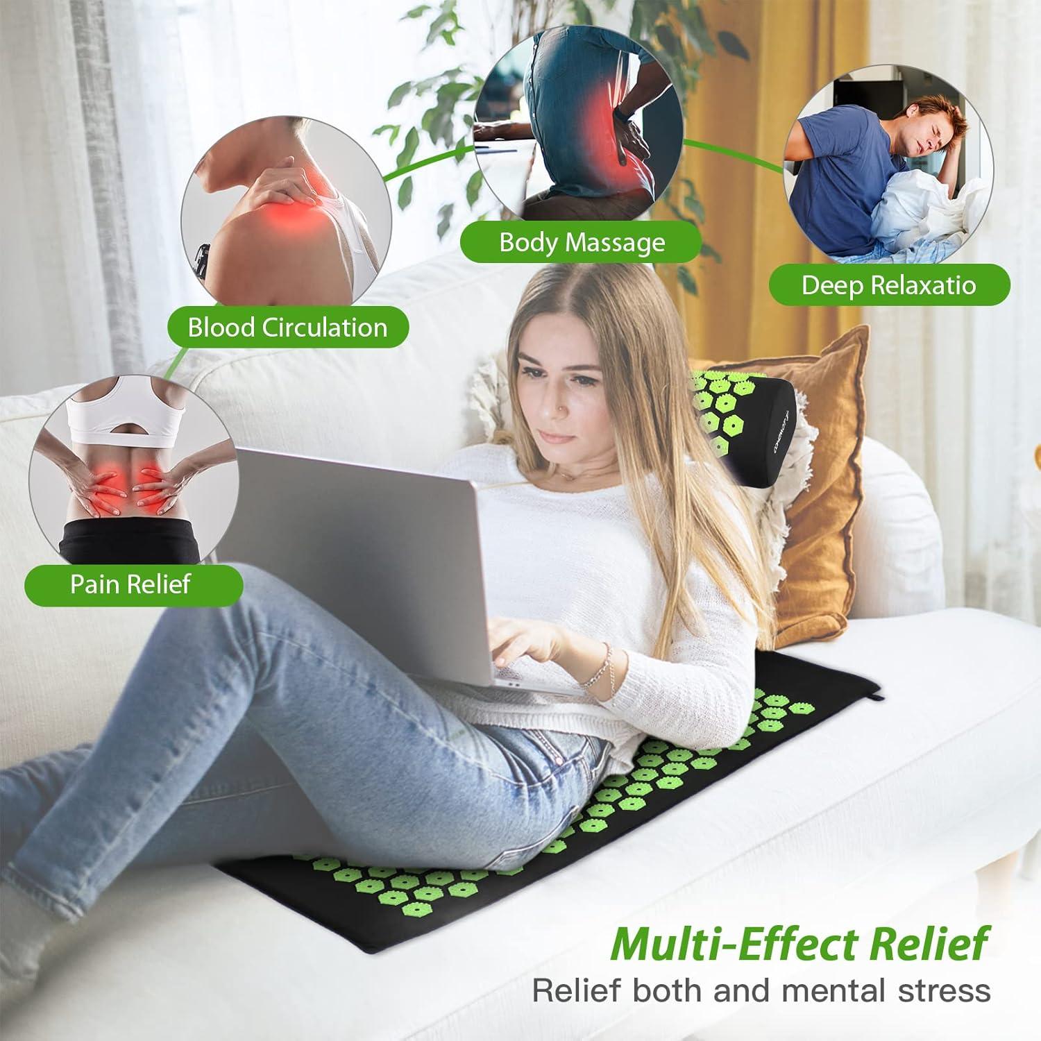 Set de Acupresión TOMSHOO con Almohadilla y 2 Pelotas - Alivio Dolor Muscular