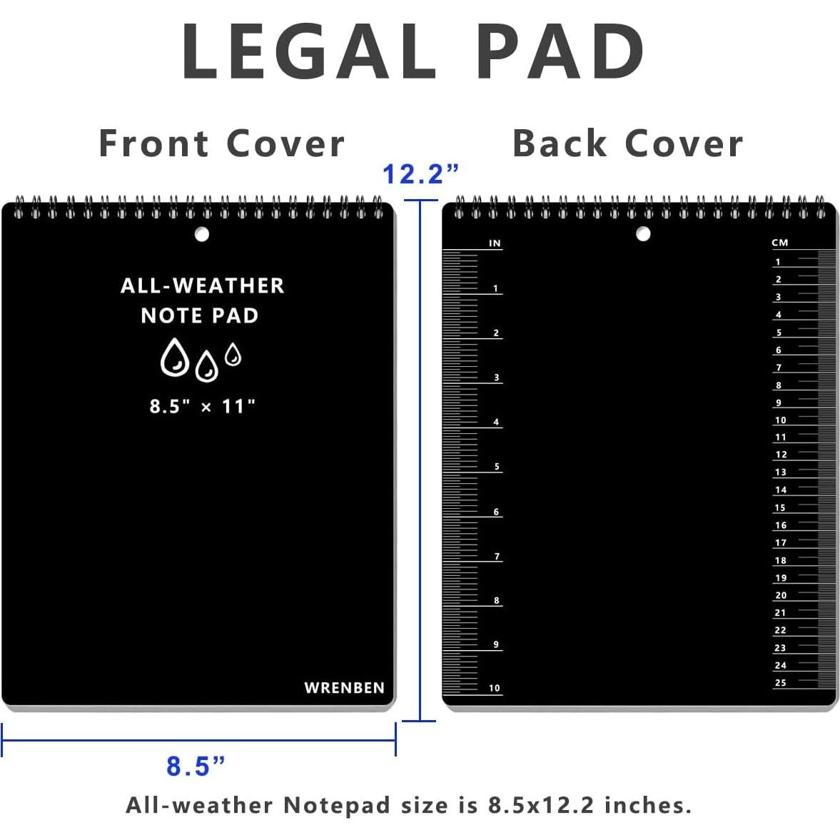 Cuaderno Legal WRENBEN Impermeable A4 Negro 100 Páginas