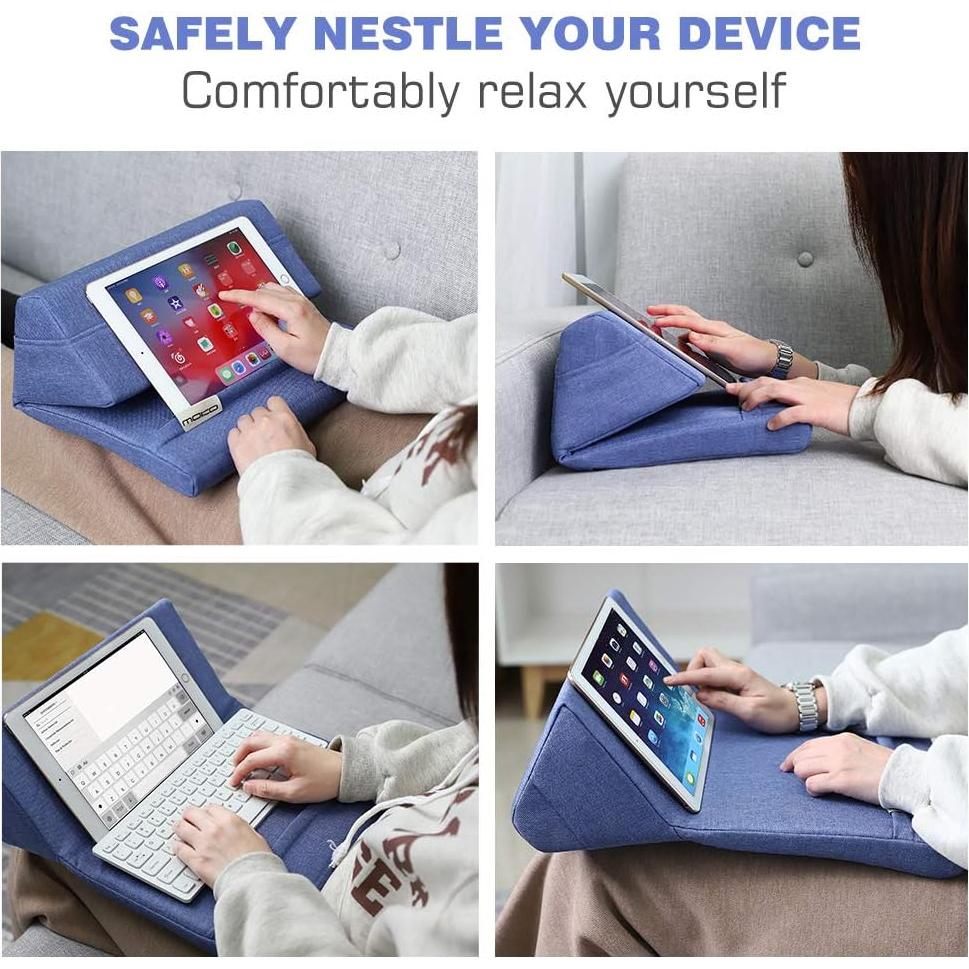 Soporte de Almohada para Tableta MoKo Azul Denim 32x24x17 cm