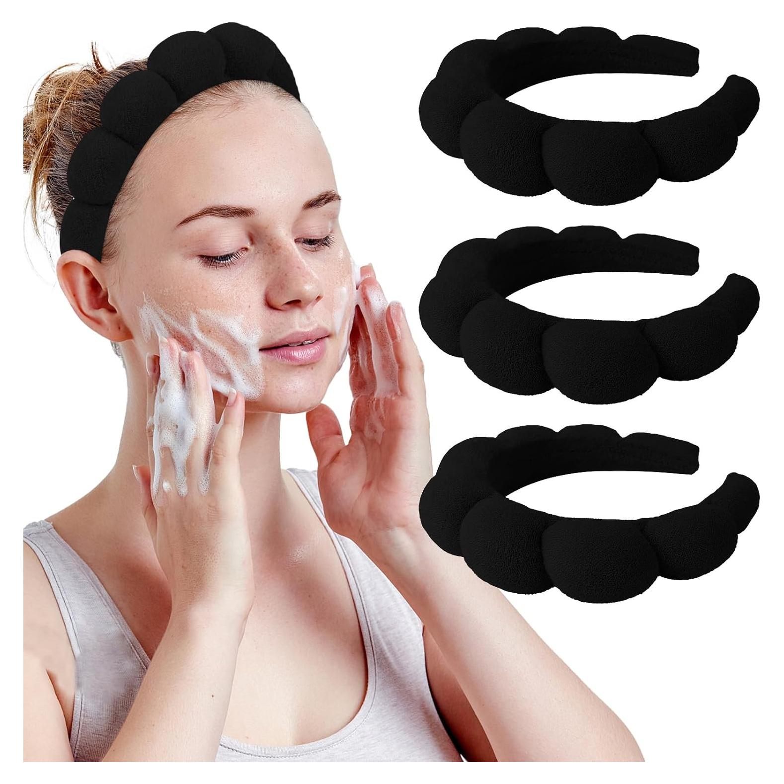 Diademas de Spa WHAVEL 3 Piezas para Cuidado Facial - Negro
