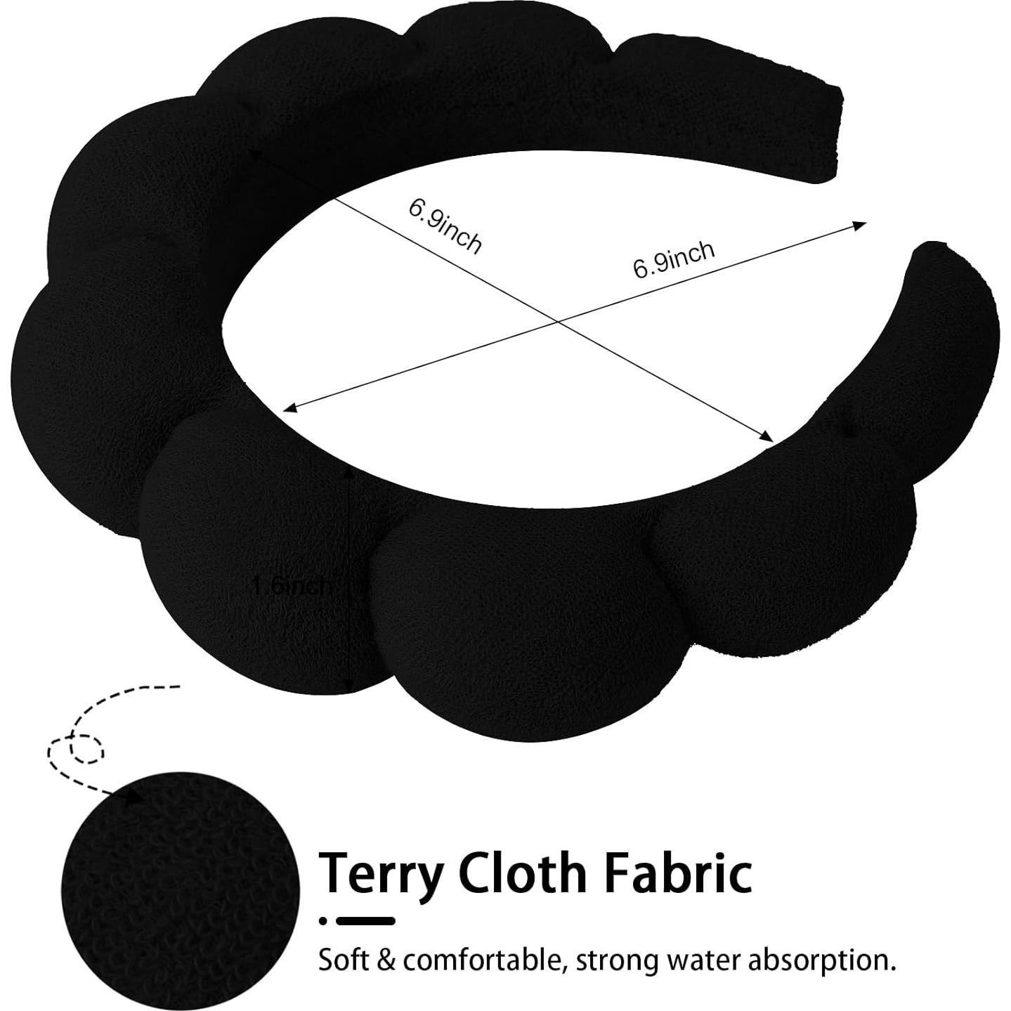 Diademas de Spa WHAVEL 3 Piezas para Cuidado Facial - Negro