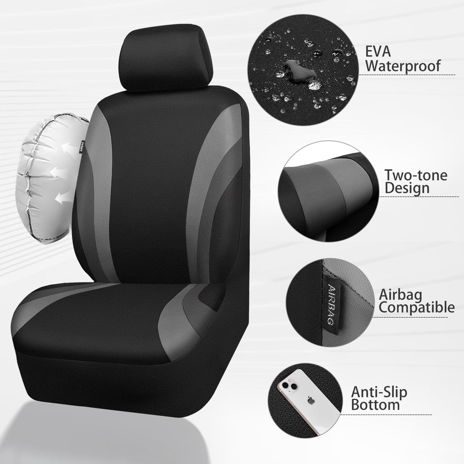 Fundas de Asiento de Coche CAR PASS EVA Impermeables - Negro y Gris