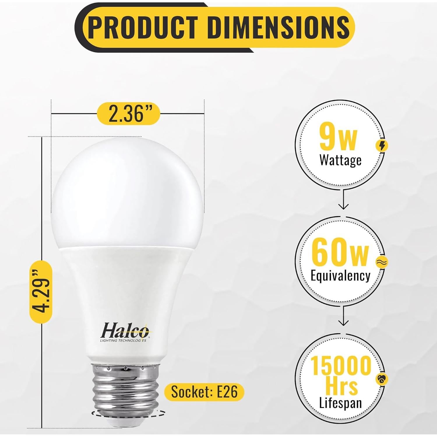 Bombillas LED Halco ProLed A19 9W 720 Lúmenes 6 Paquete