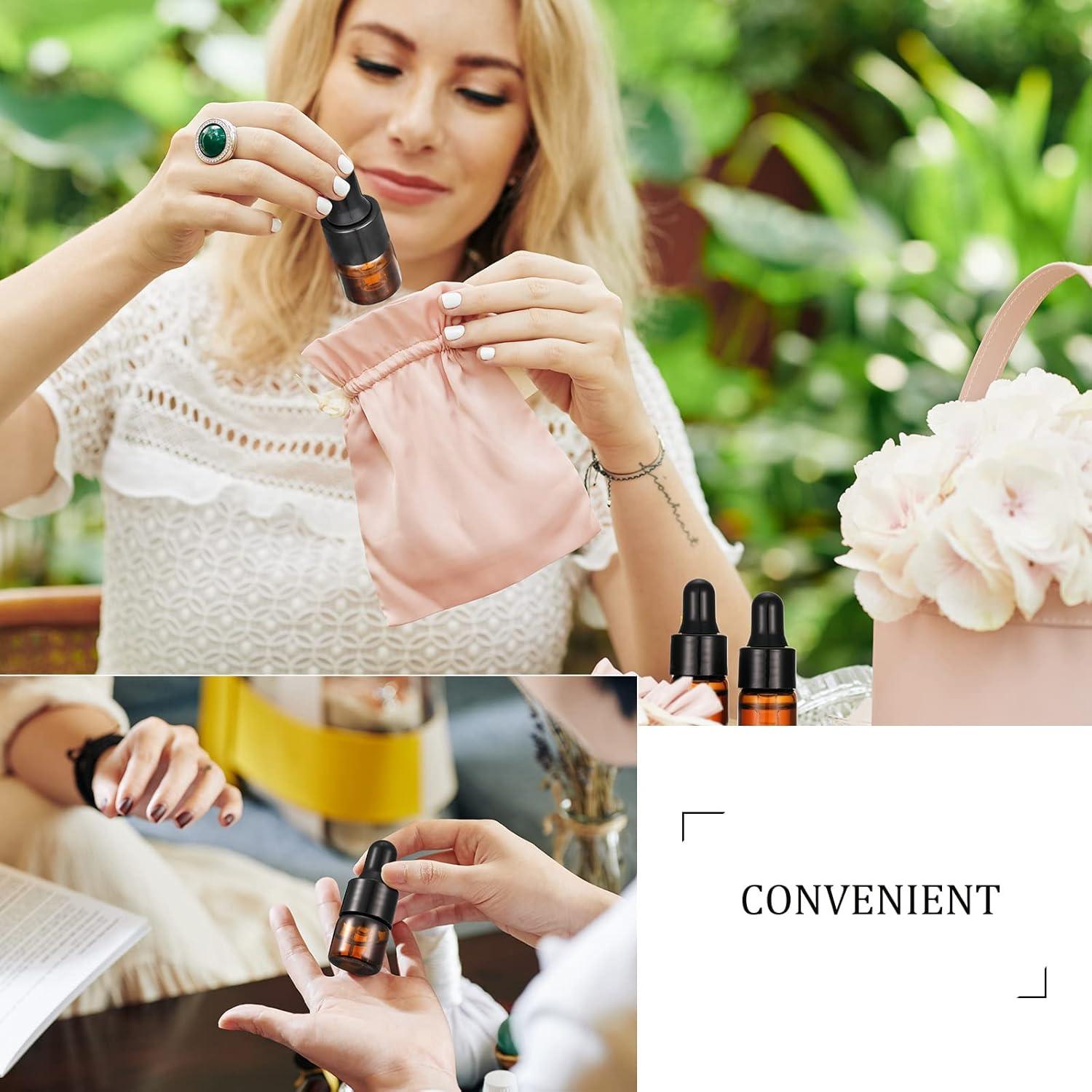 100 Botellas Mini de Vidrio Ámbar 1 ml con Cuentagotas Nuogo