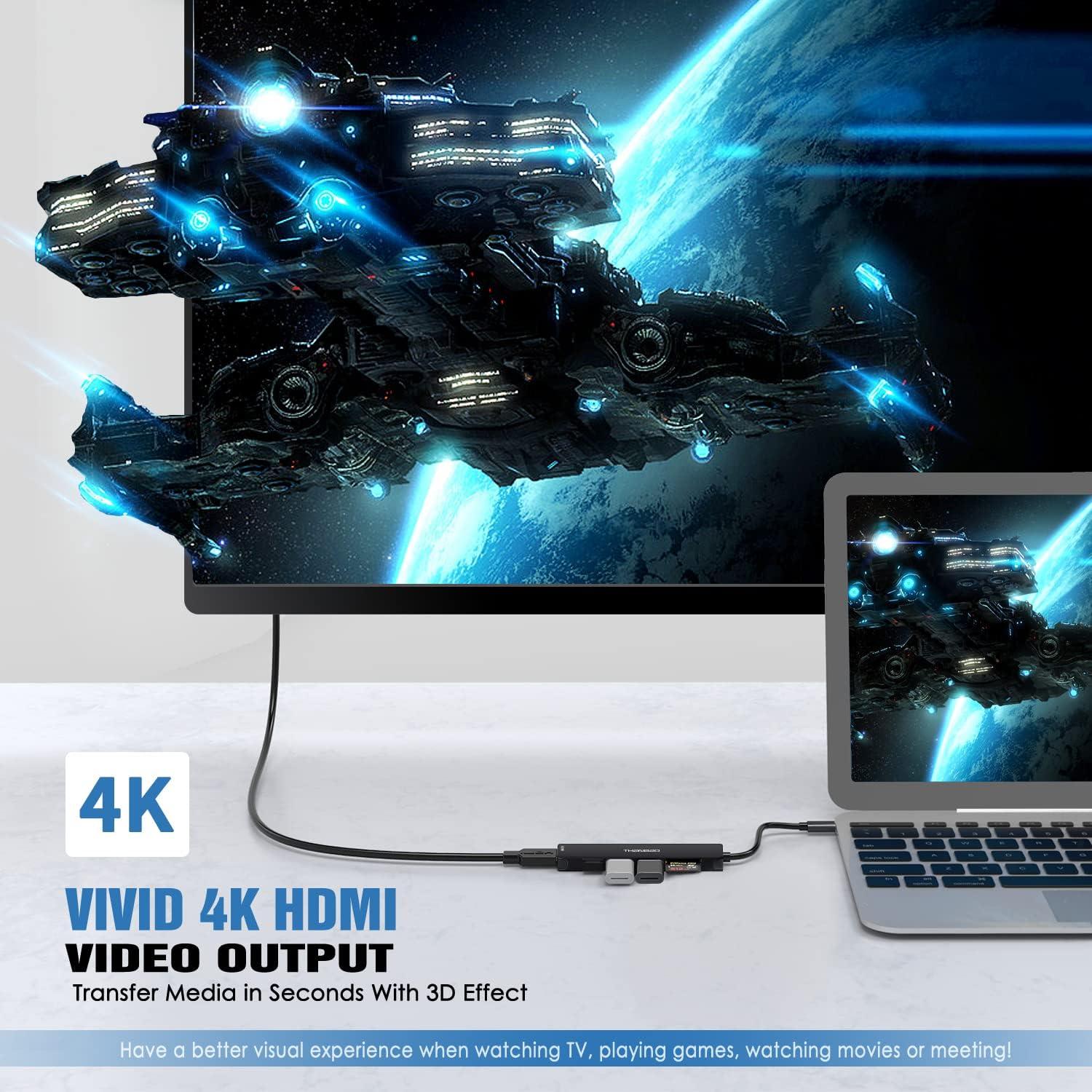 Adaptador Multiport USB C Hub ThanBao 7 en 1 HDMI 4K 3 USB