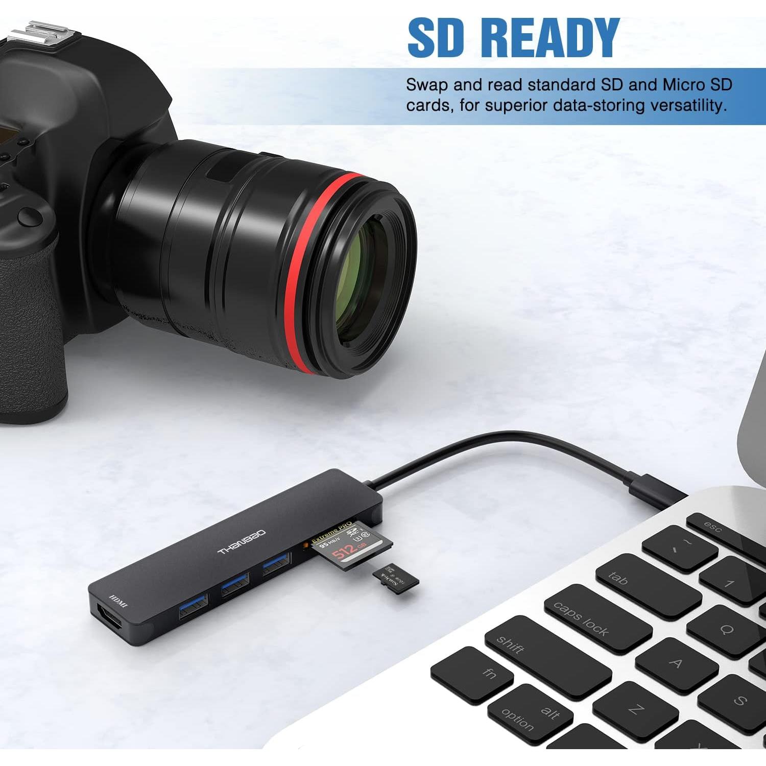 Adaptador Multiport USB C Hub ThanBao 7 en 1 HDMI 4K 3 USB