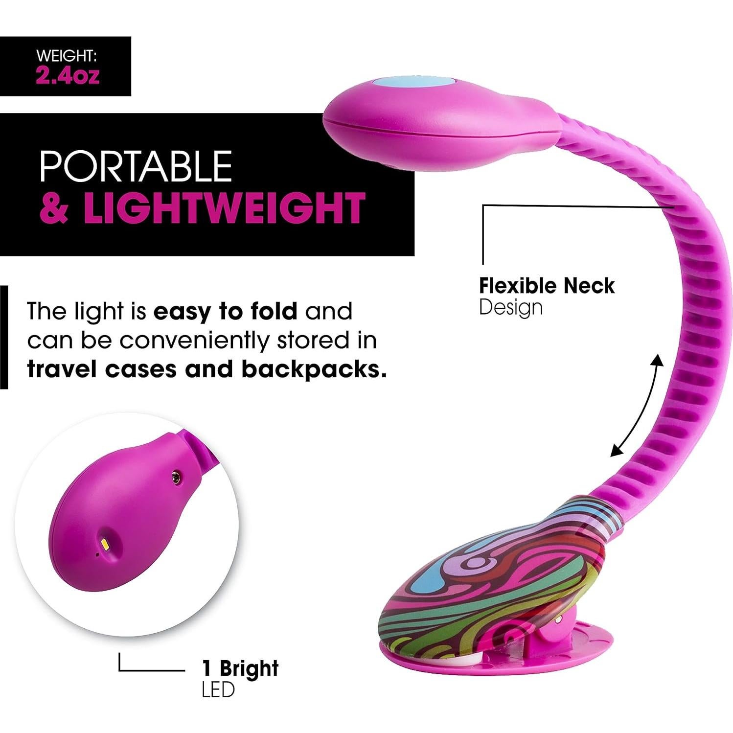 Luz de lectura recargable WITHit French Bull Rosa LED