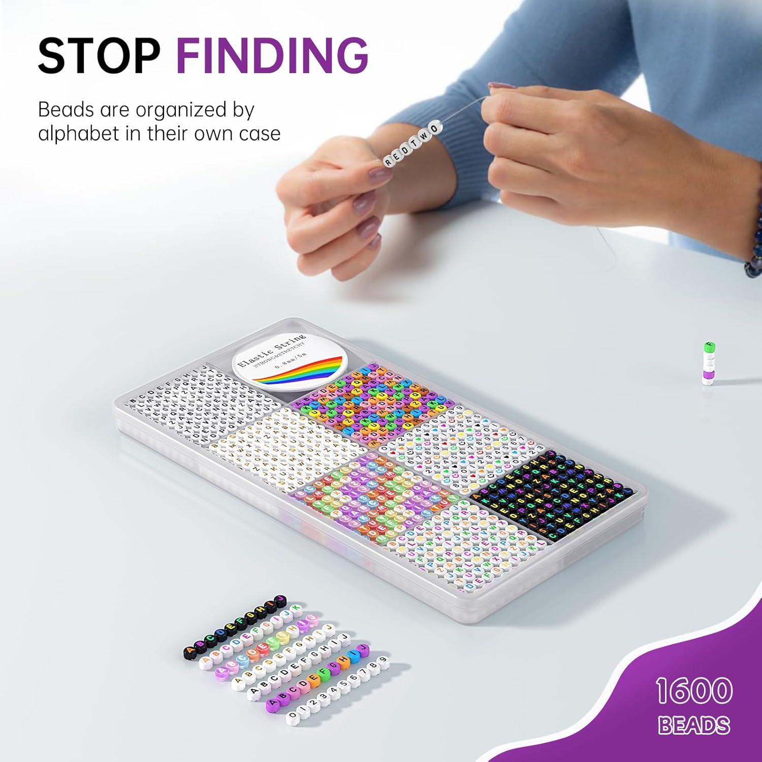 Kit de Perlas de Letras Redtwo 1600 Piezas para Pulseras