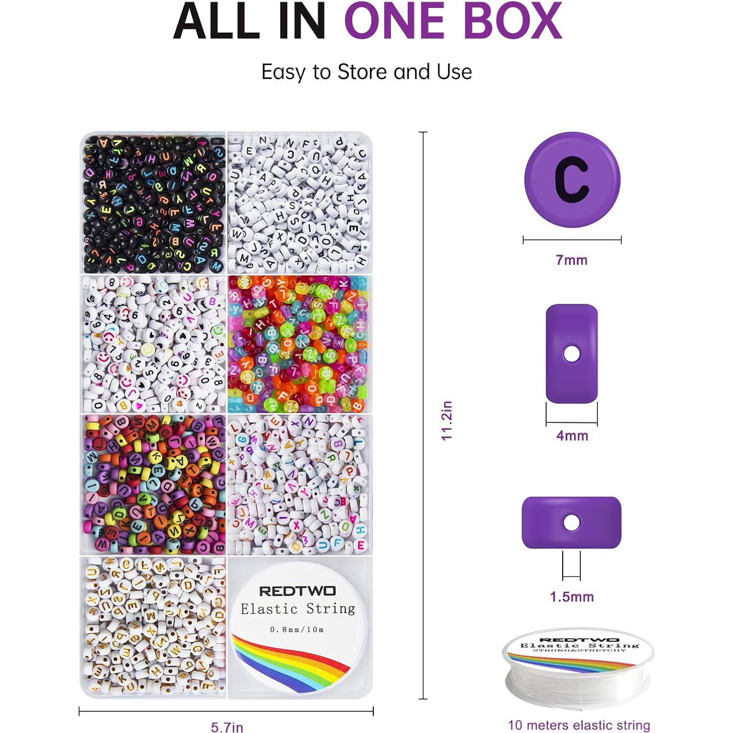 Kit de Perlas de Letras Redtwo 1600 Piezas para Pulseras