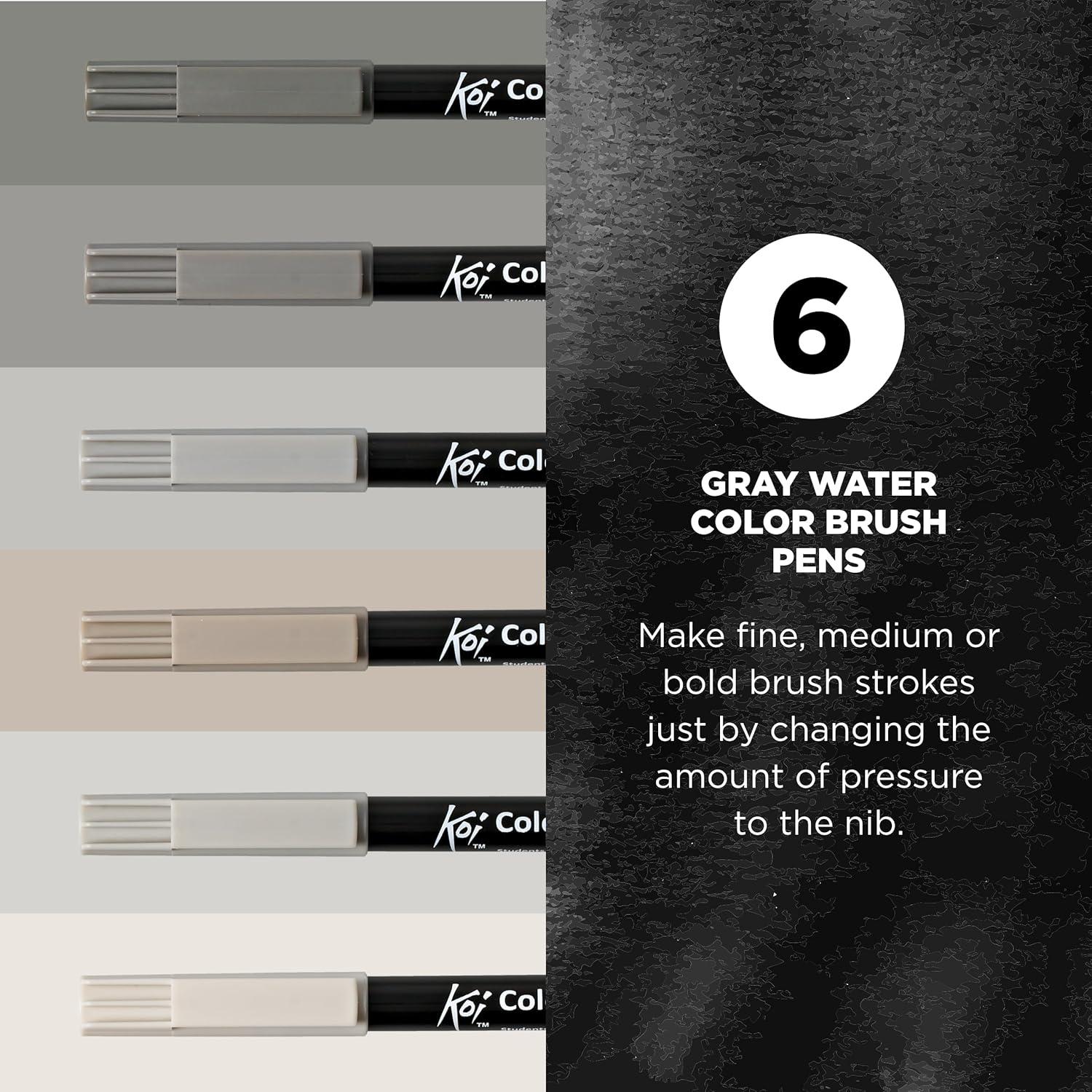 Marcadores de Acuarela SAKURA Koi - Set de 6 Tonos Grises