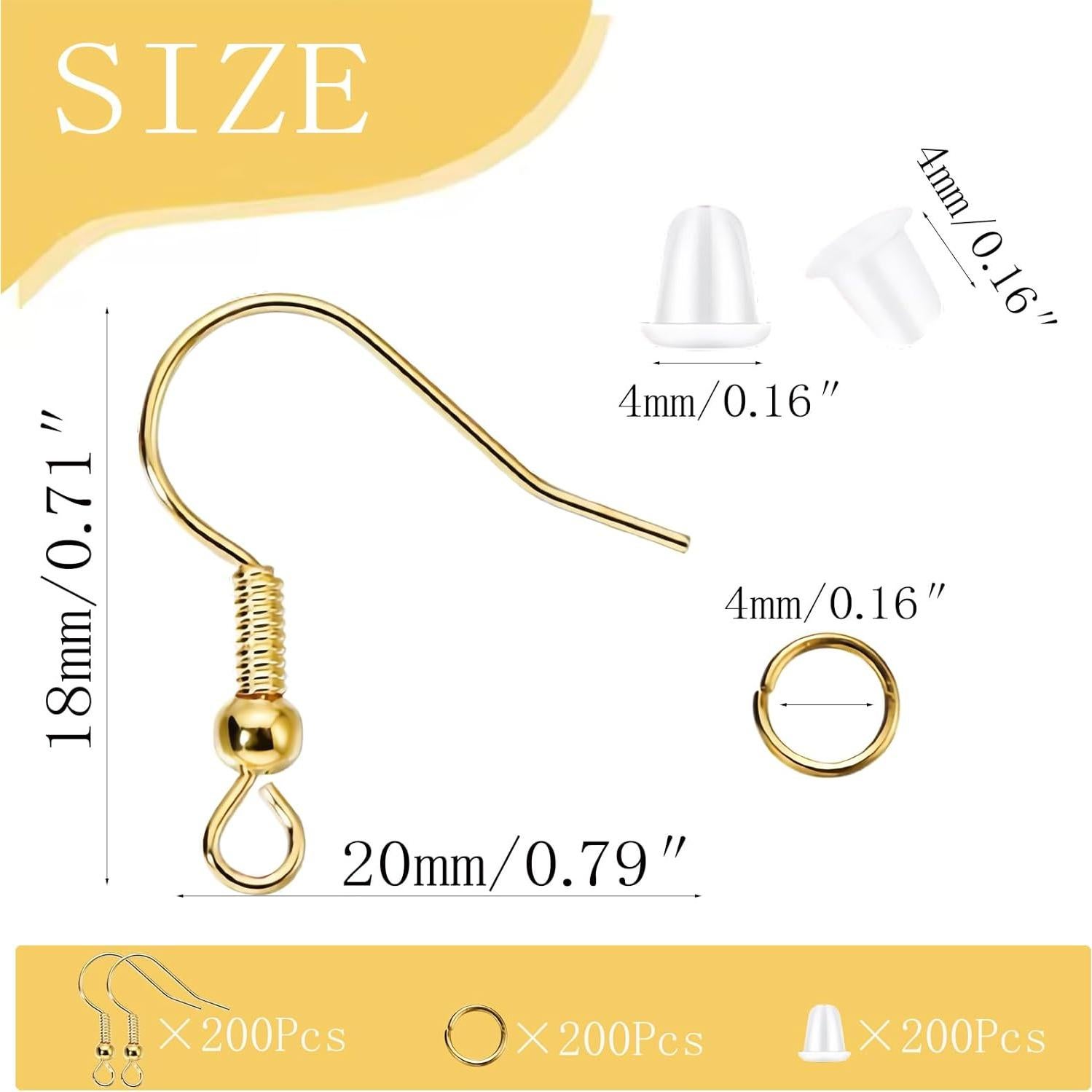 Kit de Ganchos para Aretes Hipoalergénicos Oro 600 Piezas