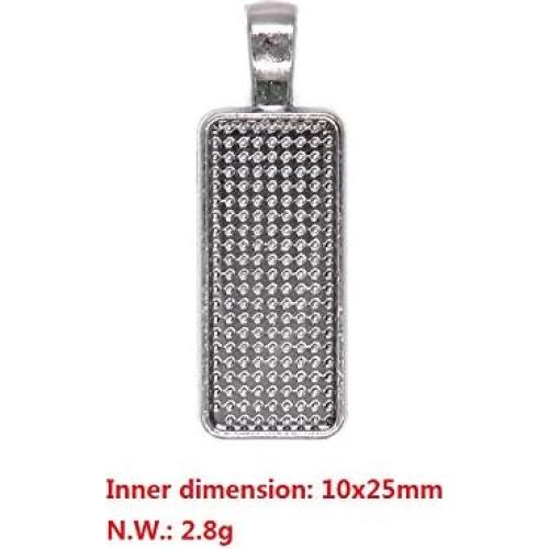 30 Cabochones Rectangulares 10x25mm Plata Antigua para Joyería DIY