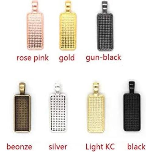 30 Cabochones Rectangulares 10x25mm Plata Antigua para Joyería DIY