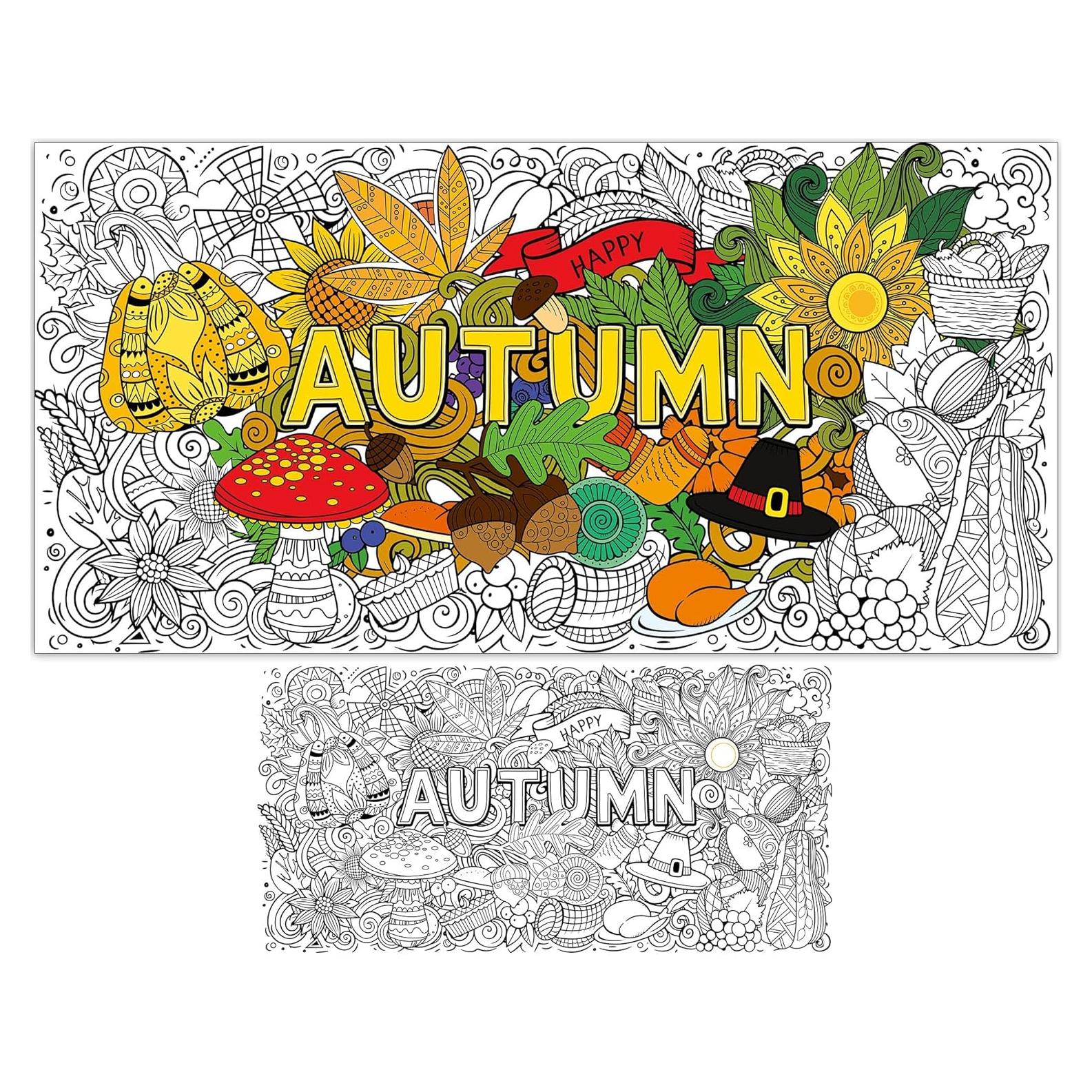 Póster Gigante para Colorear Otoño ZOIIWA 110x80 cm Mandala